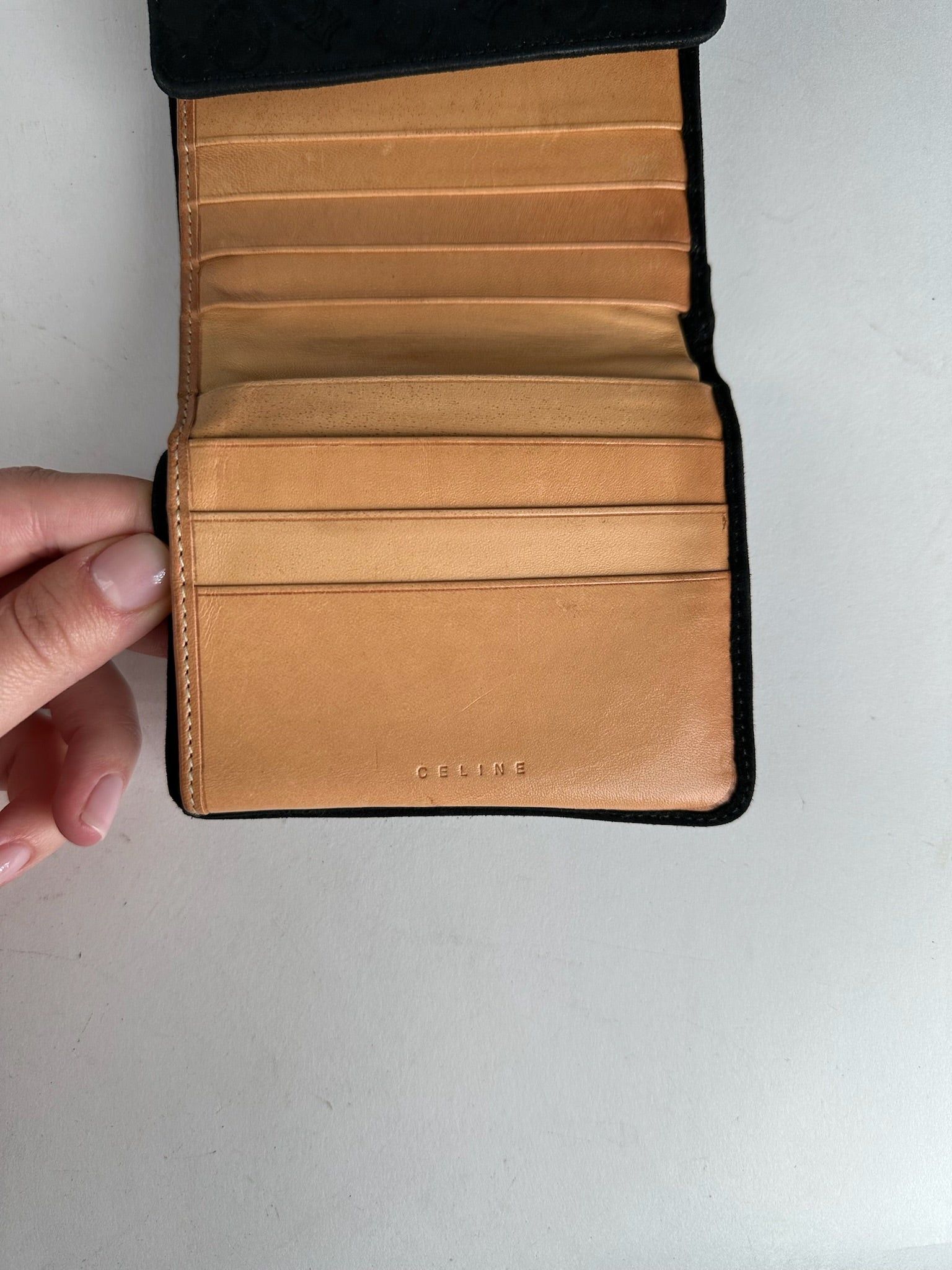 Celine Vintage Macadam Monogram Velour Leather Wallet black Size ONE SIZE - 7 Thumbnail
