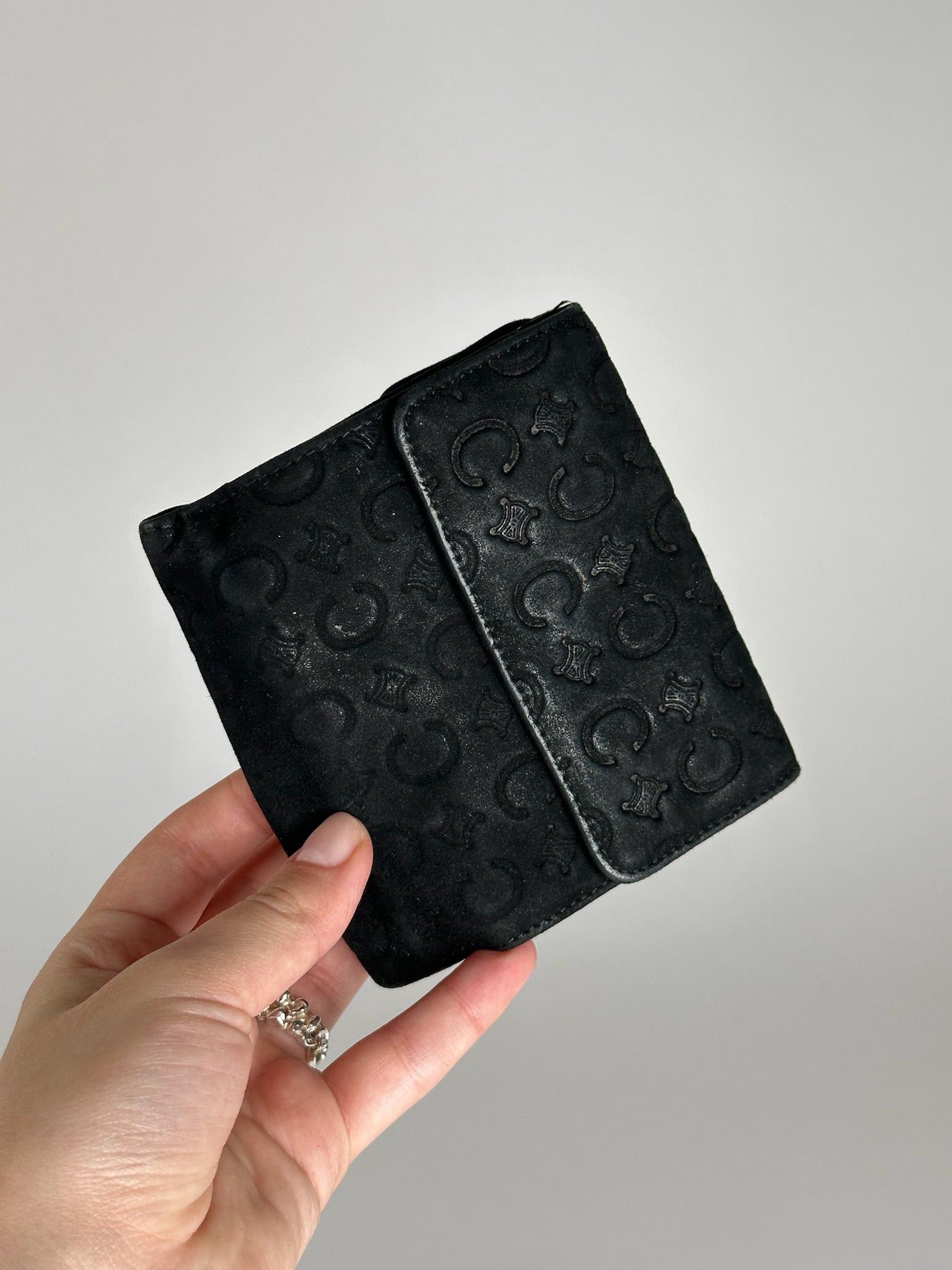 Celine Vintage Macadam Monogram Velour Leather Wallet black Size ONE SIZE - 5 Thumbnail