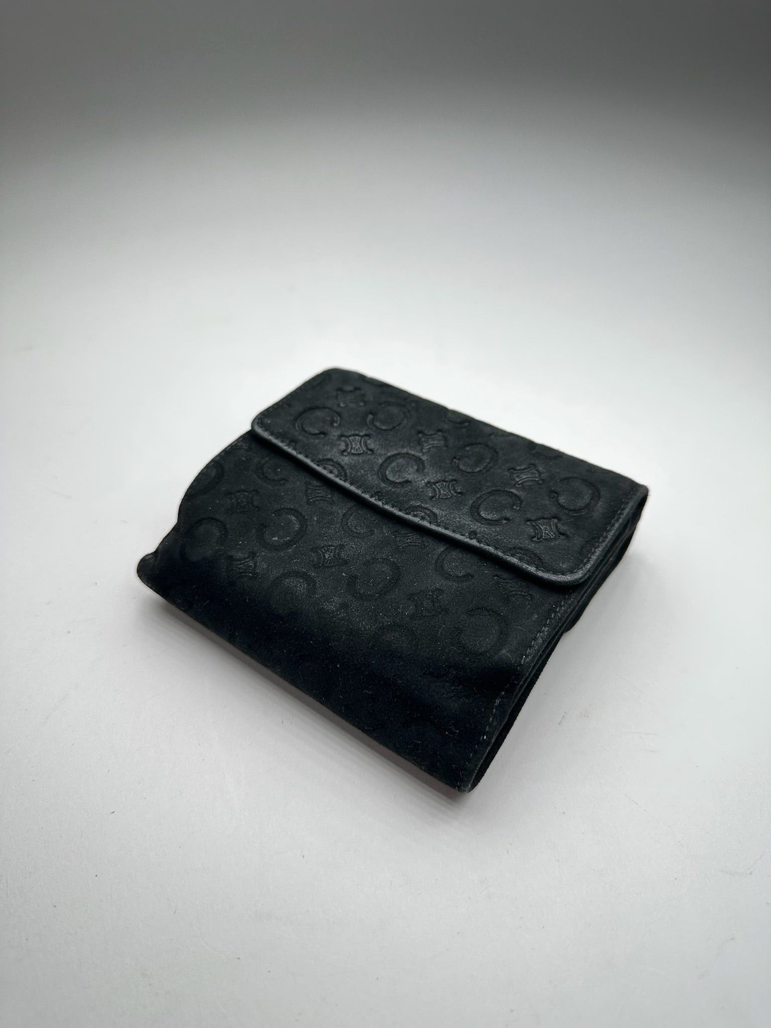 Celine Vintage Macadam Monogram Velour Leather Wallet black Size ONE SIZE - 3 Thumbnail