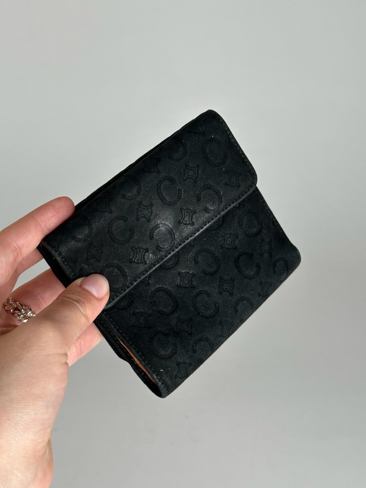 Celine Vintage Macadam Monogram Velour Leather Wallet black Size ONE SIZE - 6 Thumbnail