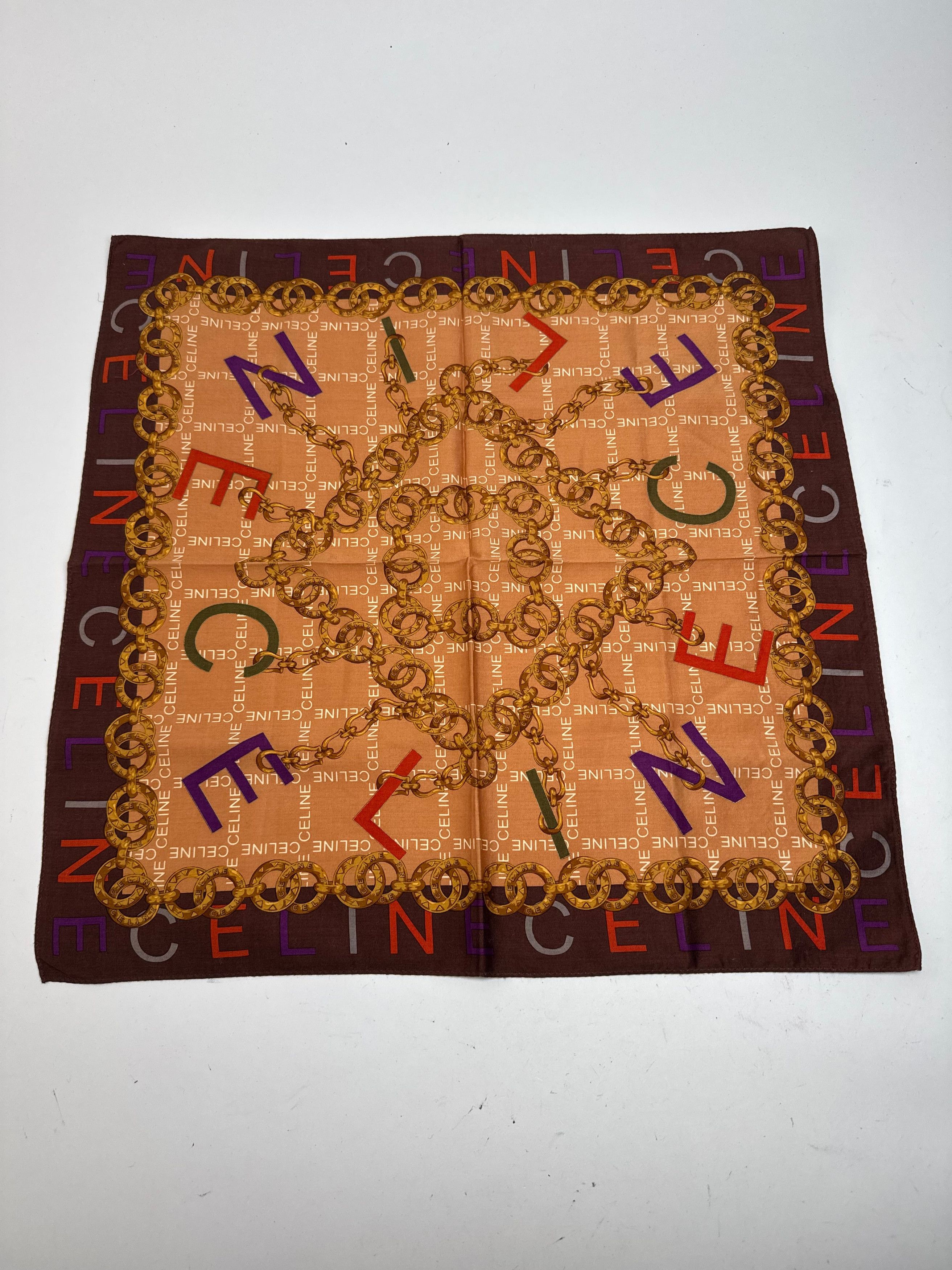 Celine Vintage Scarf Orange Brown Size ONE SIZE - 4 Thumbnail