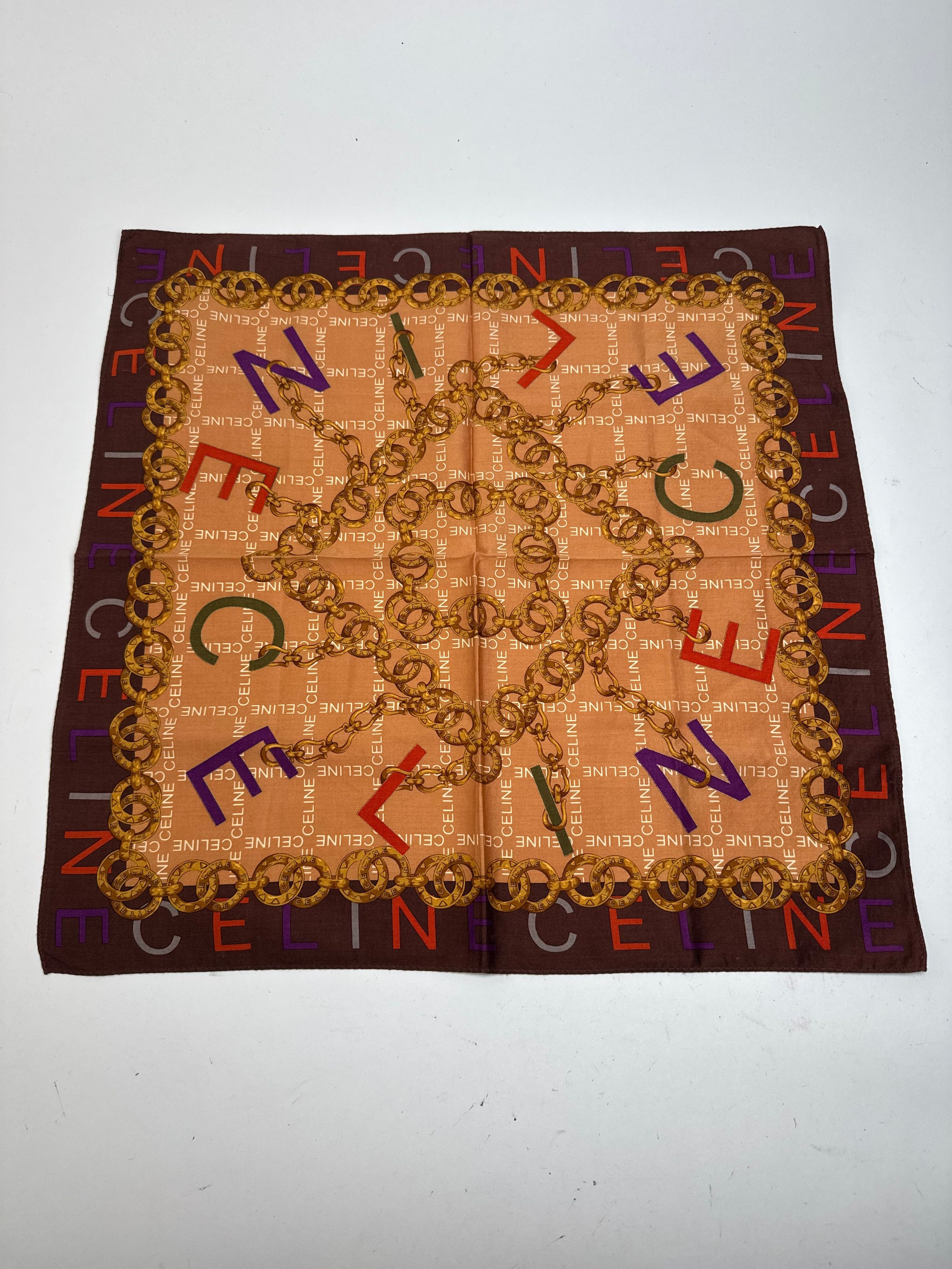 Celine Vintage Scarf Orange Brown Size ONE SIZE - 10 Thumbnail