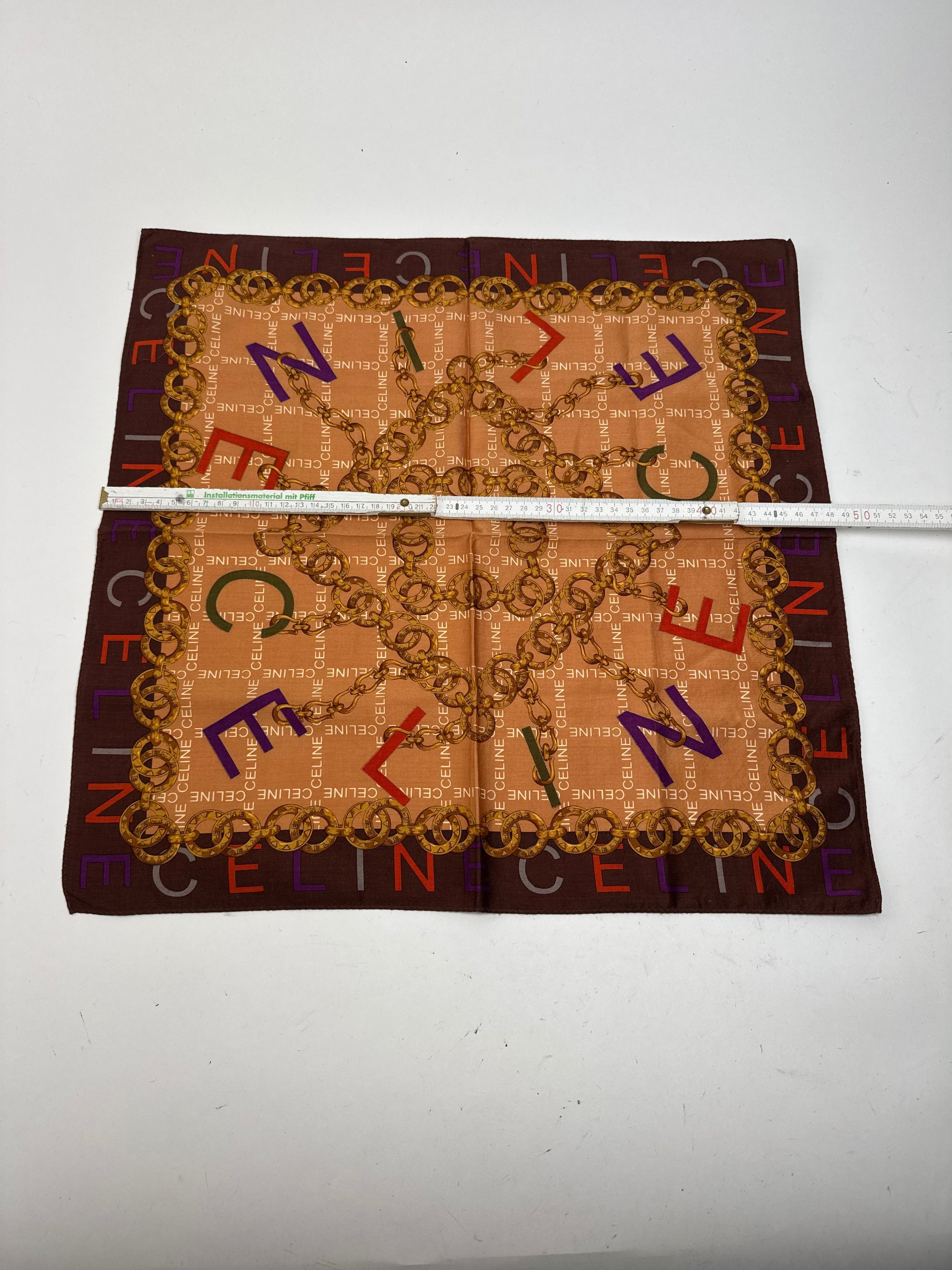 Celine Vintage Scarf Orange Brown Size ONE SIZE - 11 Thumbnail