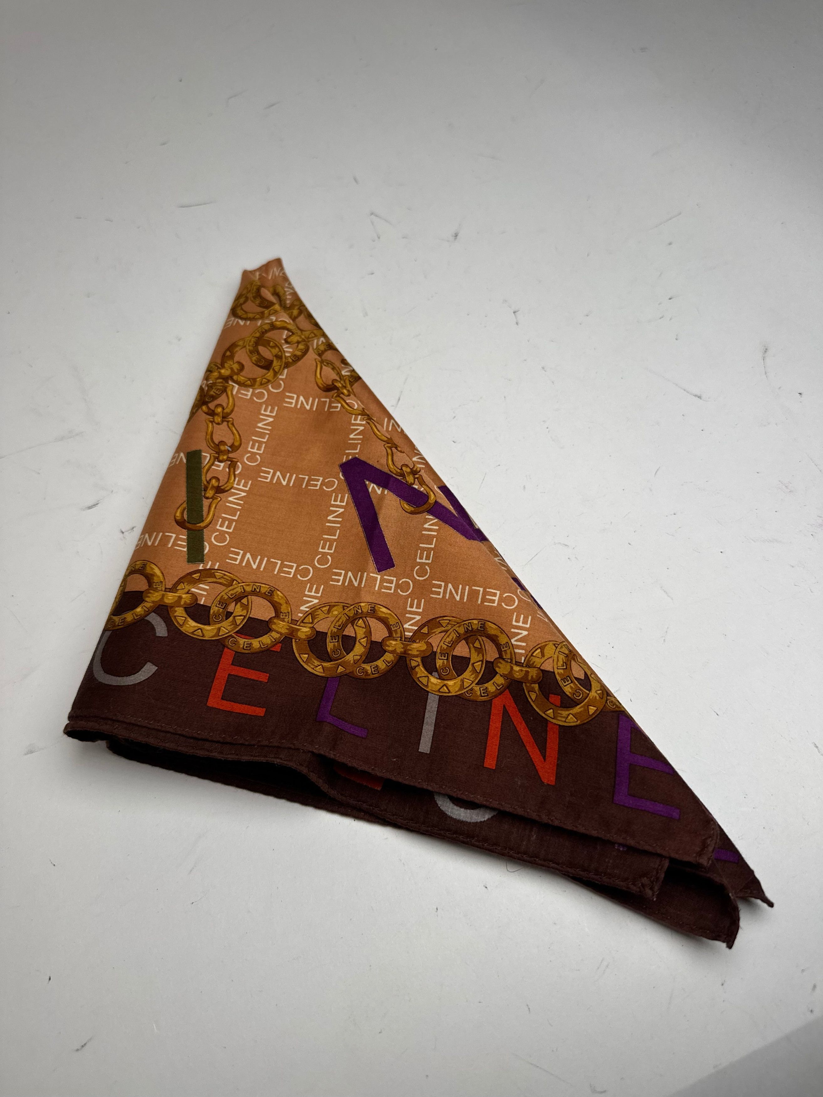 Celine Vintage Scarf Orange Brown Size ONE SIZE - 9 Thumbnail