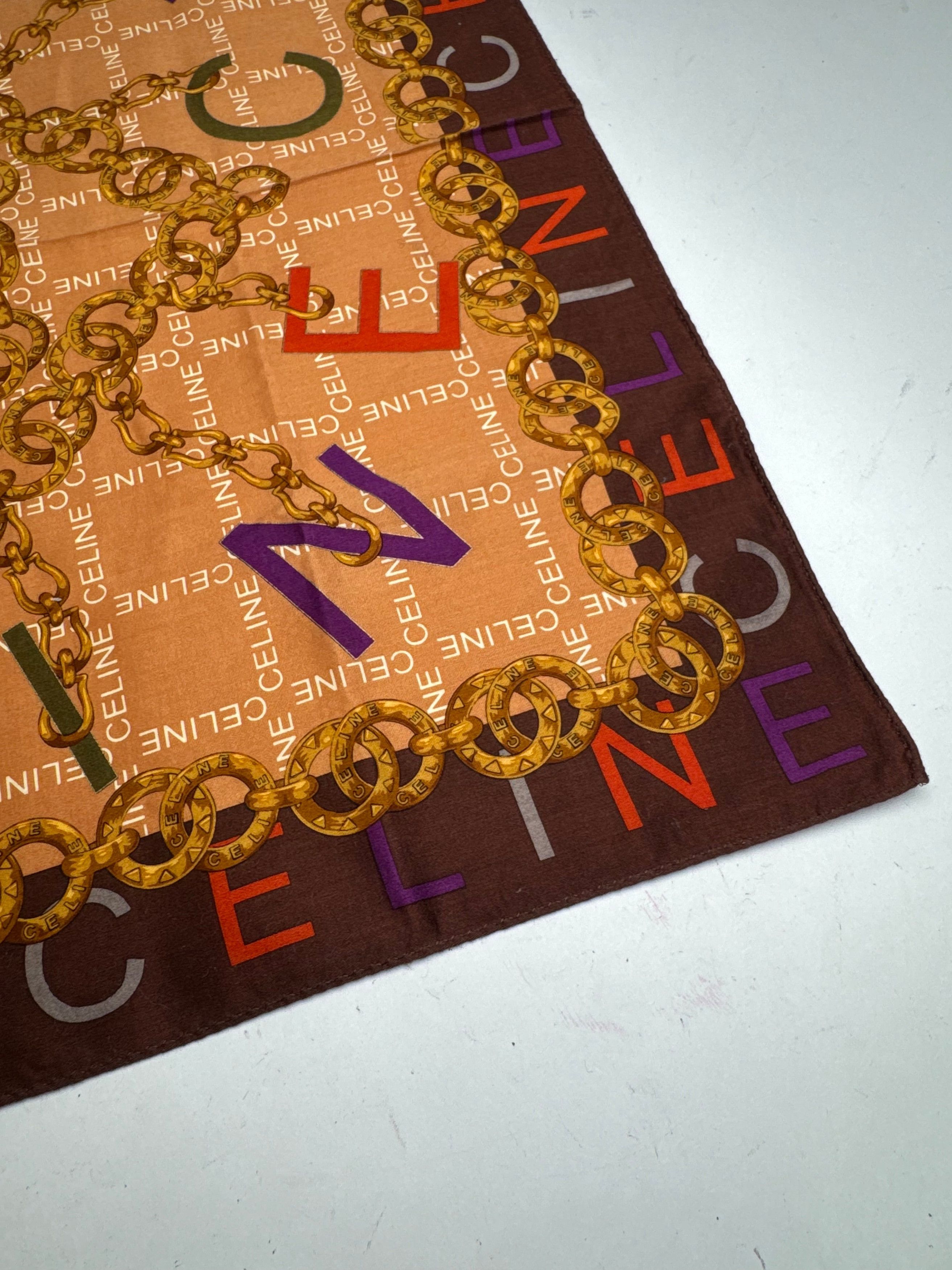 Celine Vintage Scarf Orange Brown Size ONE SIZE - 2 Thumbnail