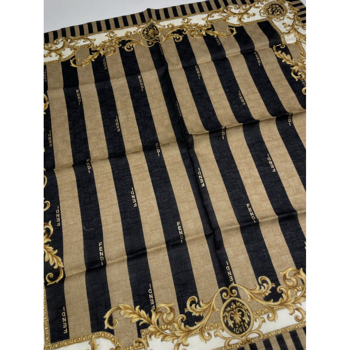 Fendi Brown Silk Scarf Size ONE SIZE - 3 Thumbnail
