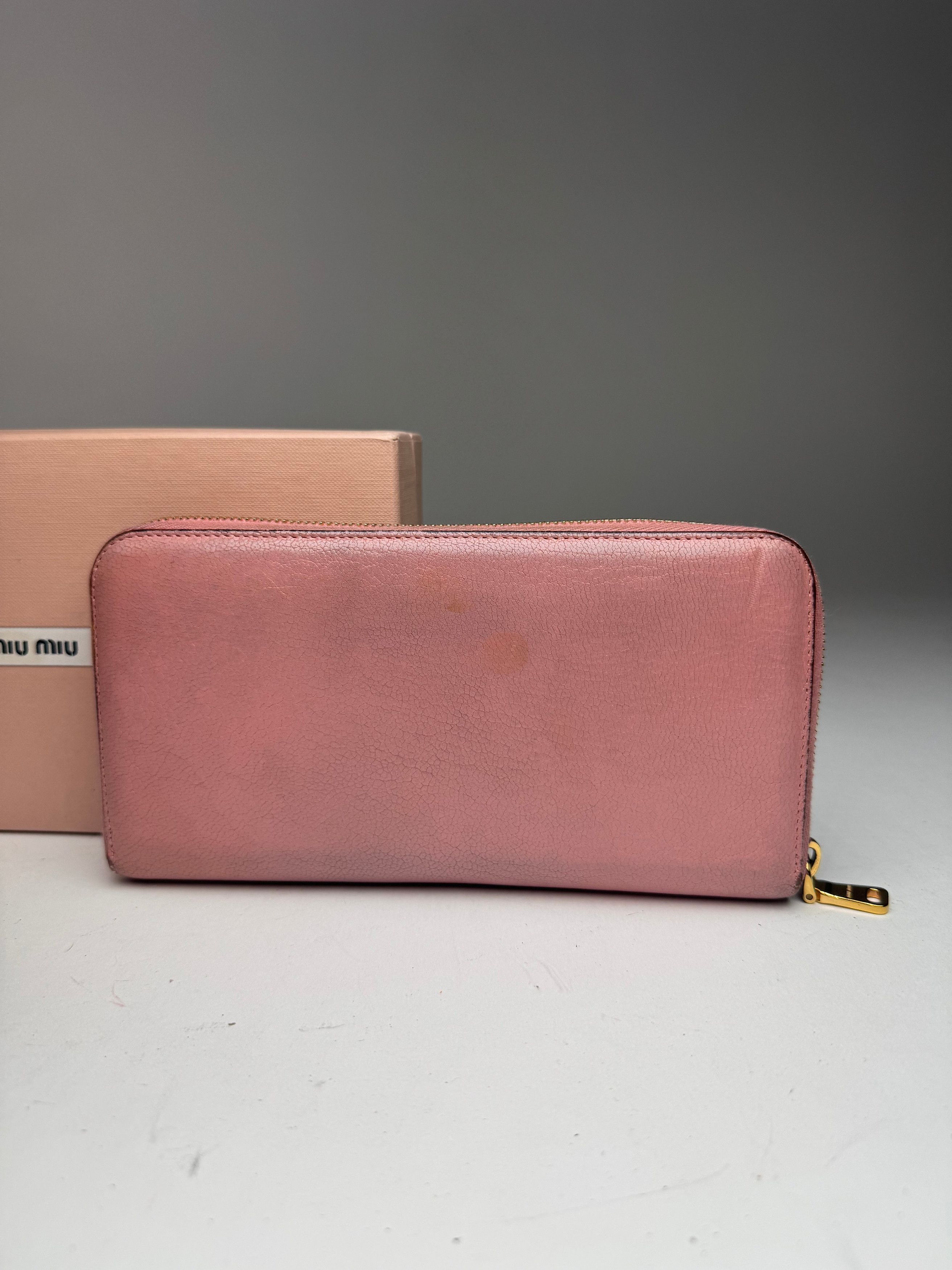 Miu Miu Vintage Leather Wallet Pink Size ONE SIZE - 2 Thumbnail