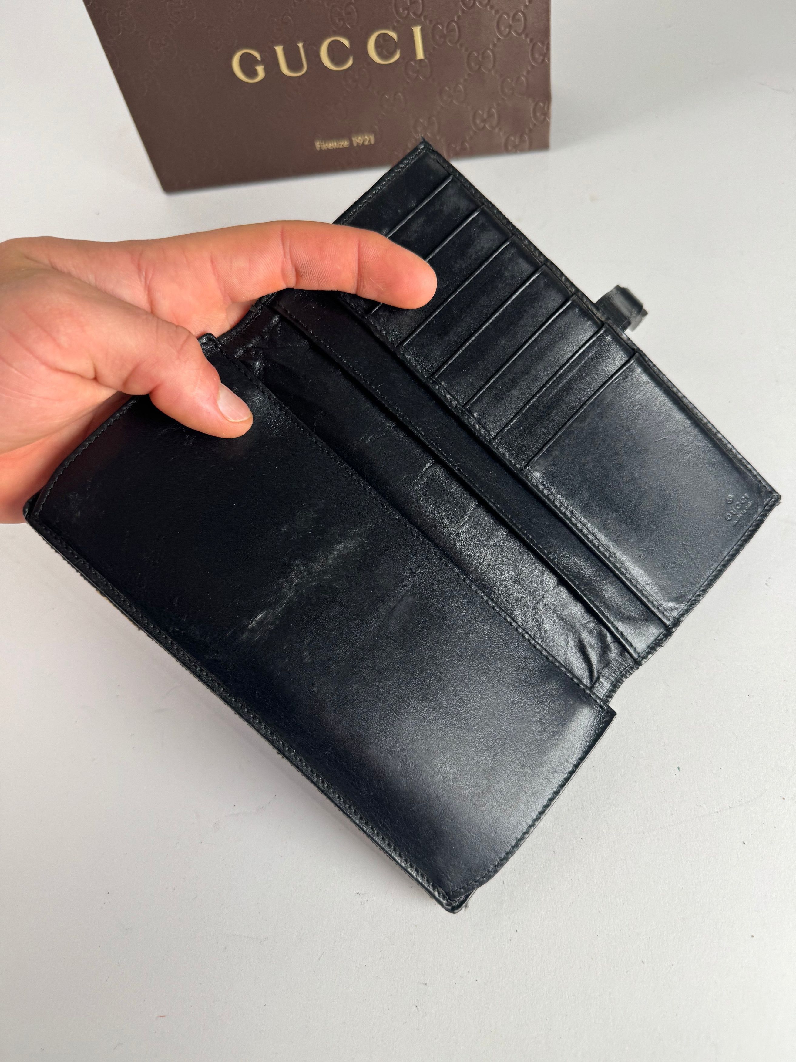 Gucci Vintage Jackie Monogram Leather Wallet Black Size ONE SIZE - 11 Thumbnail