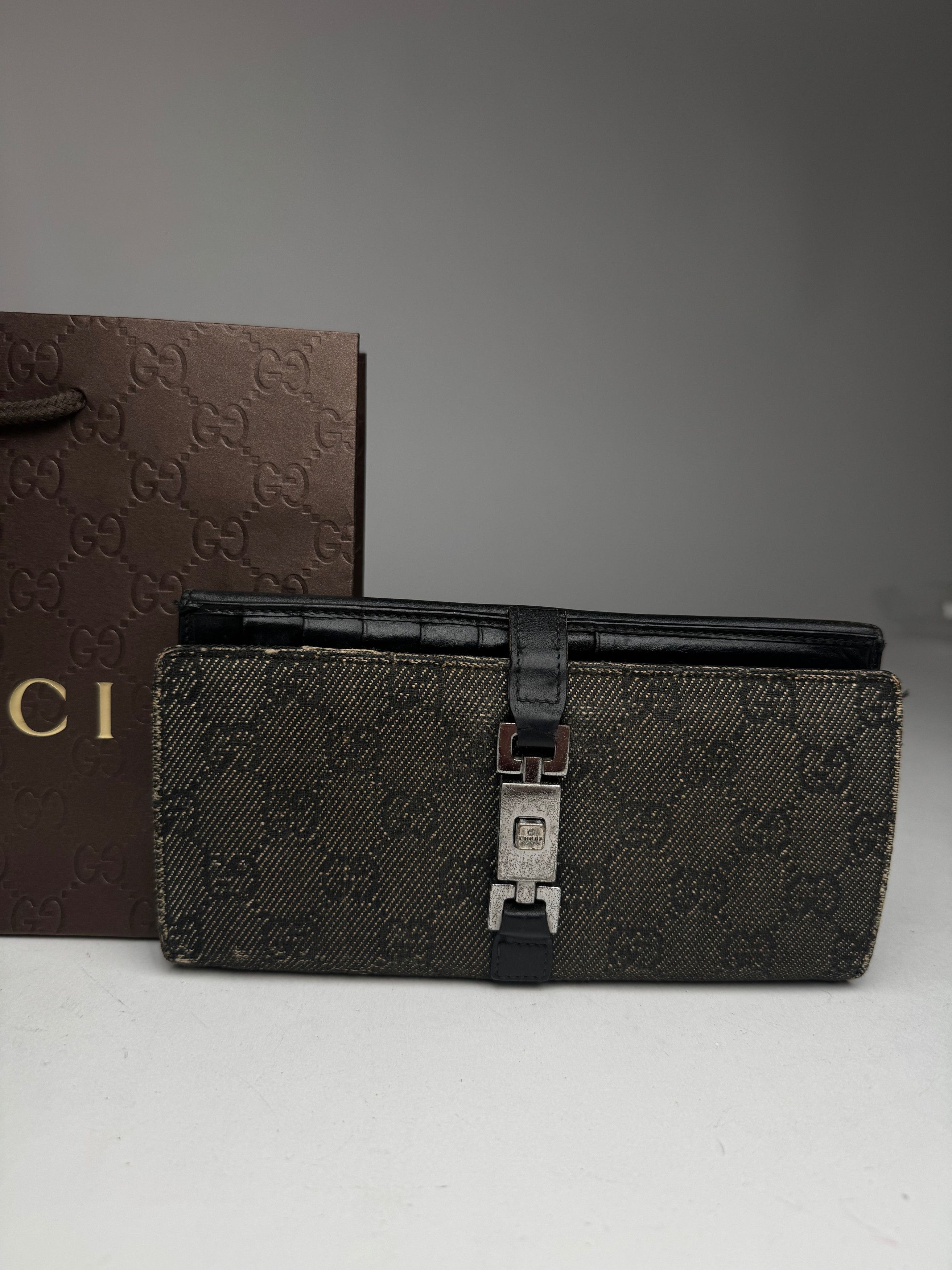 Gucci Vintage Jackie Monogram Leather Wallet Black Size ONE SIZE - 9 Thumbnail