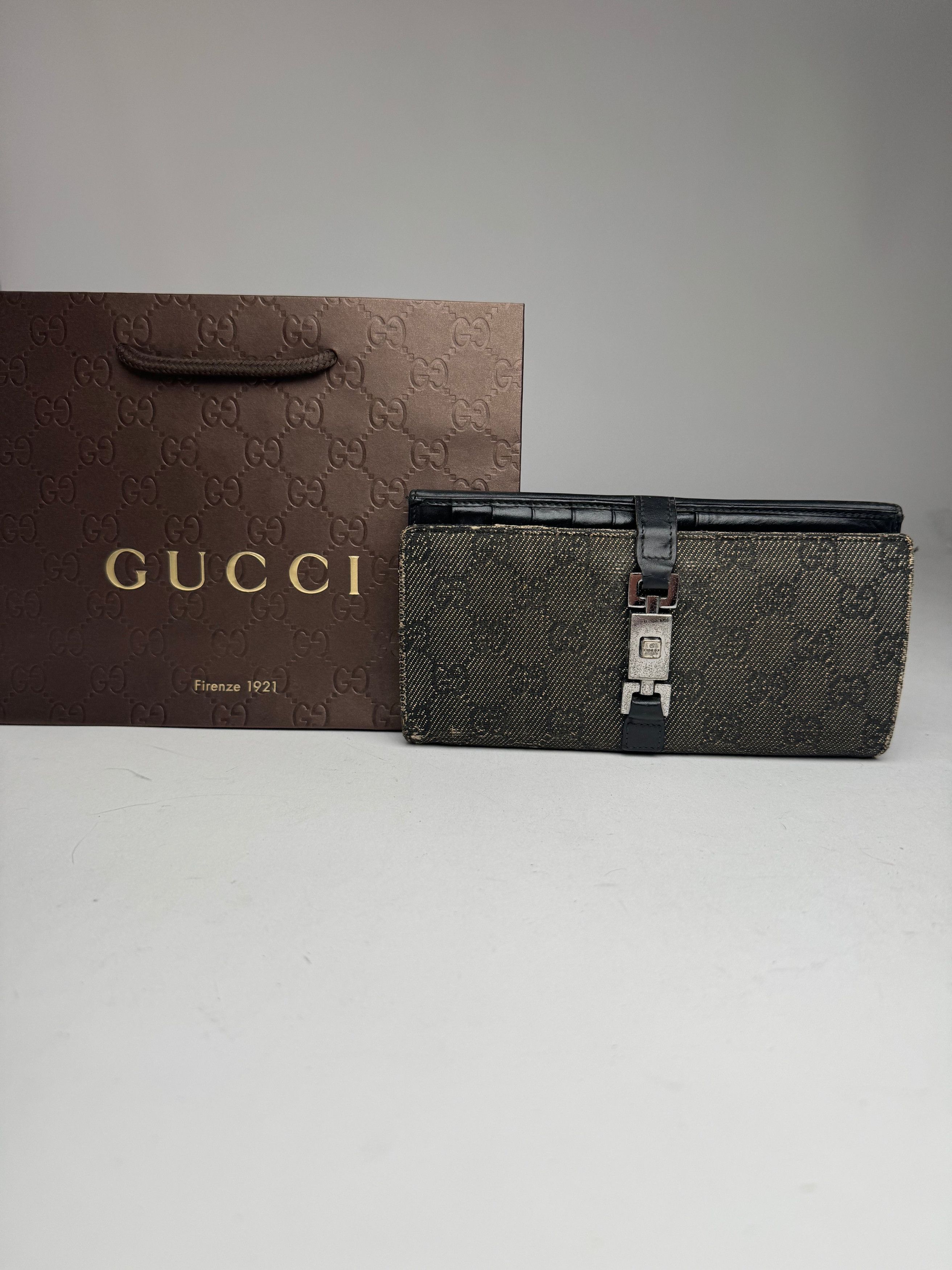 Gucci Vintage Jackie Monogram Leather Wallet Black Size ONE SIZE - 2 Thumbnail