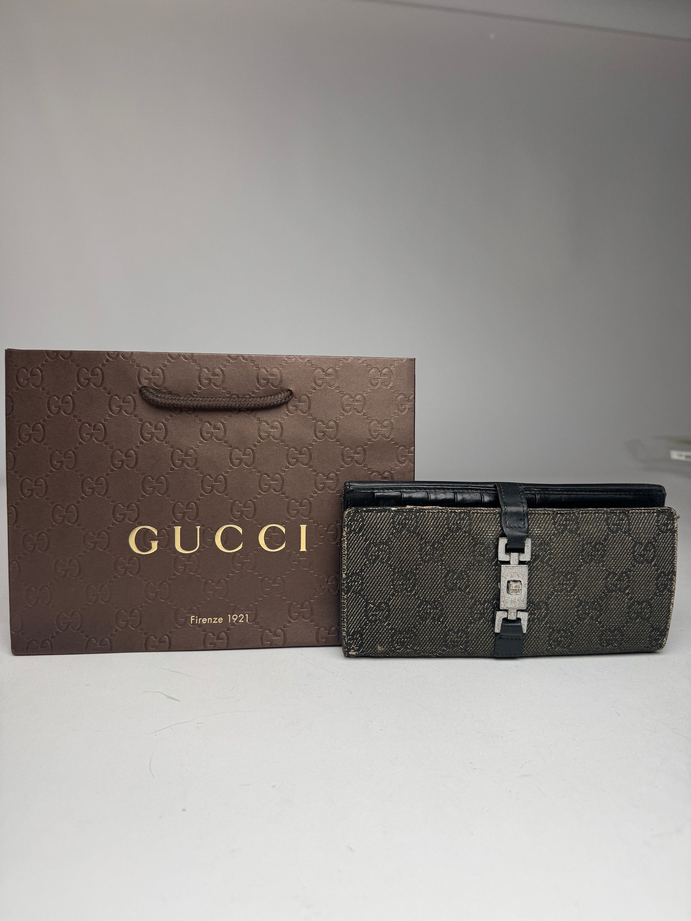 Gucci Vintage Jackie Monogram Leather Wallet Black Size ONE SIZE - 5 Thumbnail