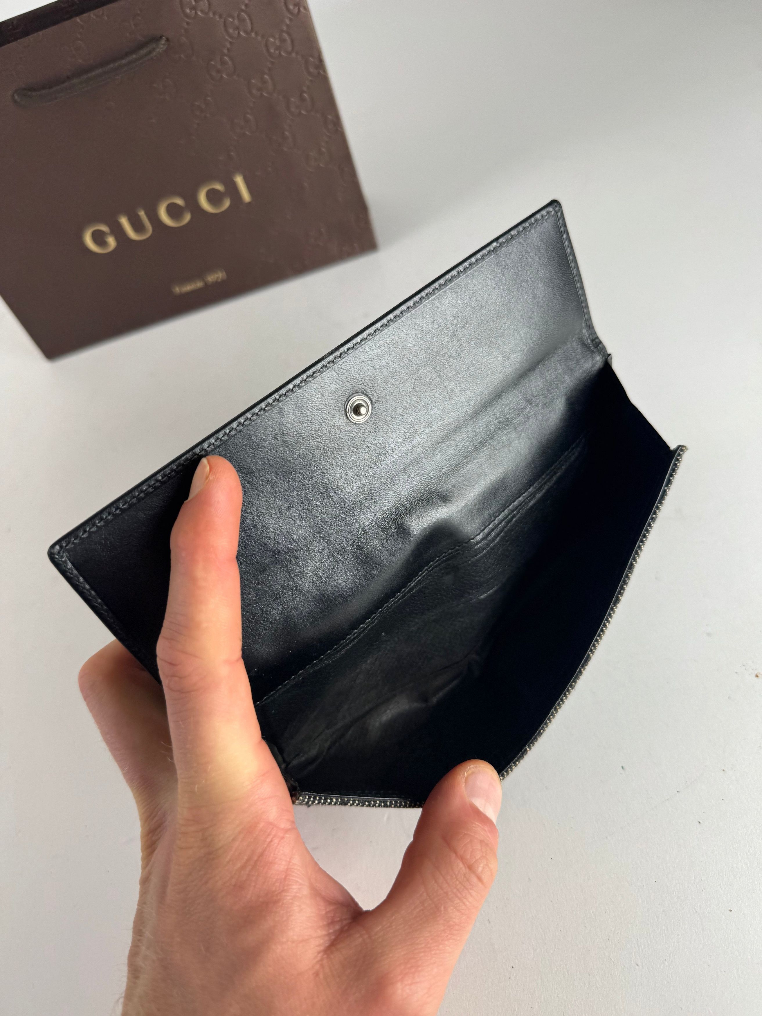 Gucci Vintage Jackie Monogram Leather Wallet Black Size ONE SIZE - 7 Thumbnail
