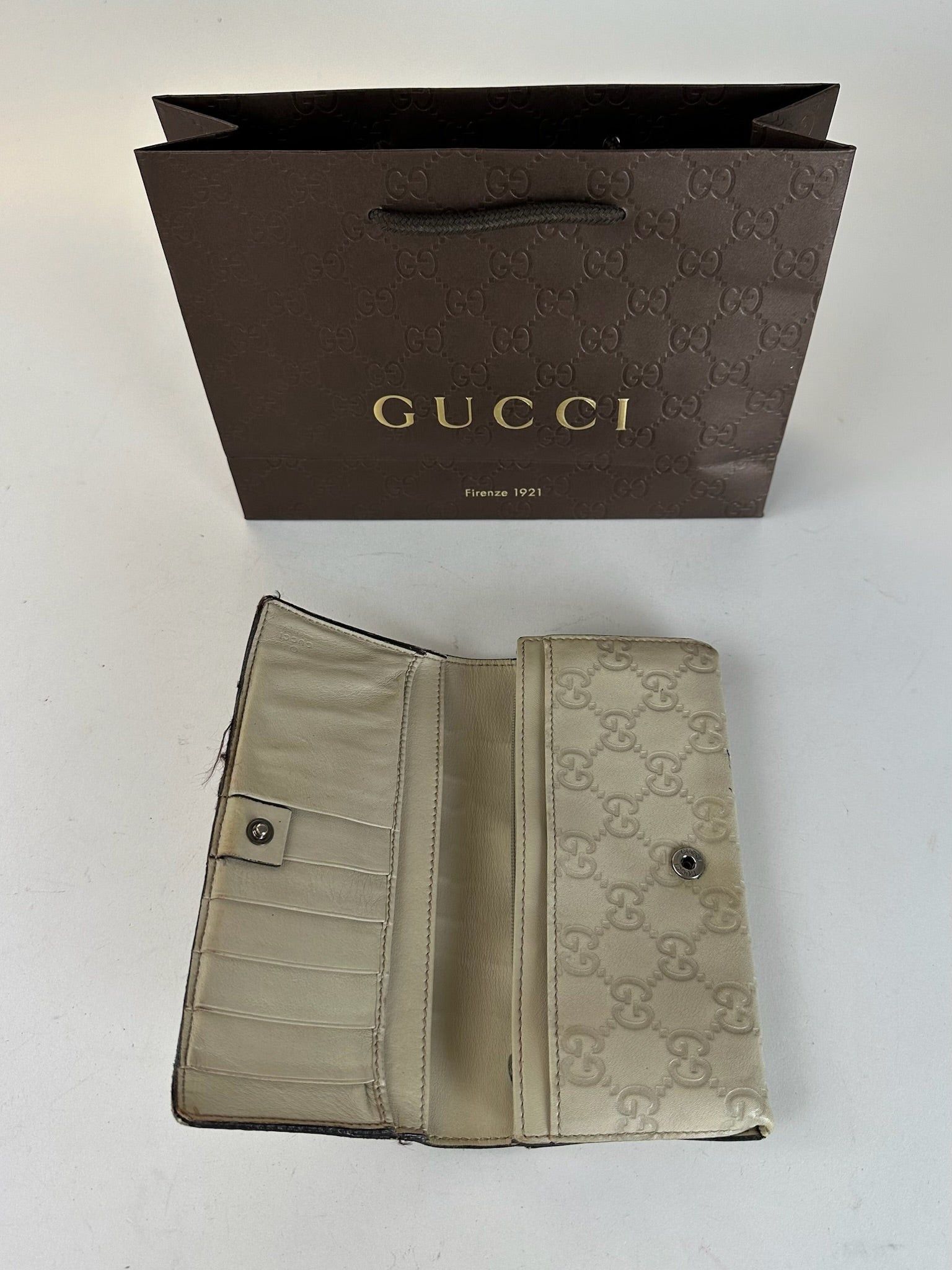 Gucci Vintage Monogramm Leather wallet white Size ONE SIZE - 2 Thumbnail