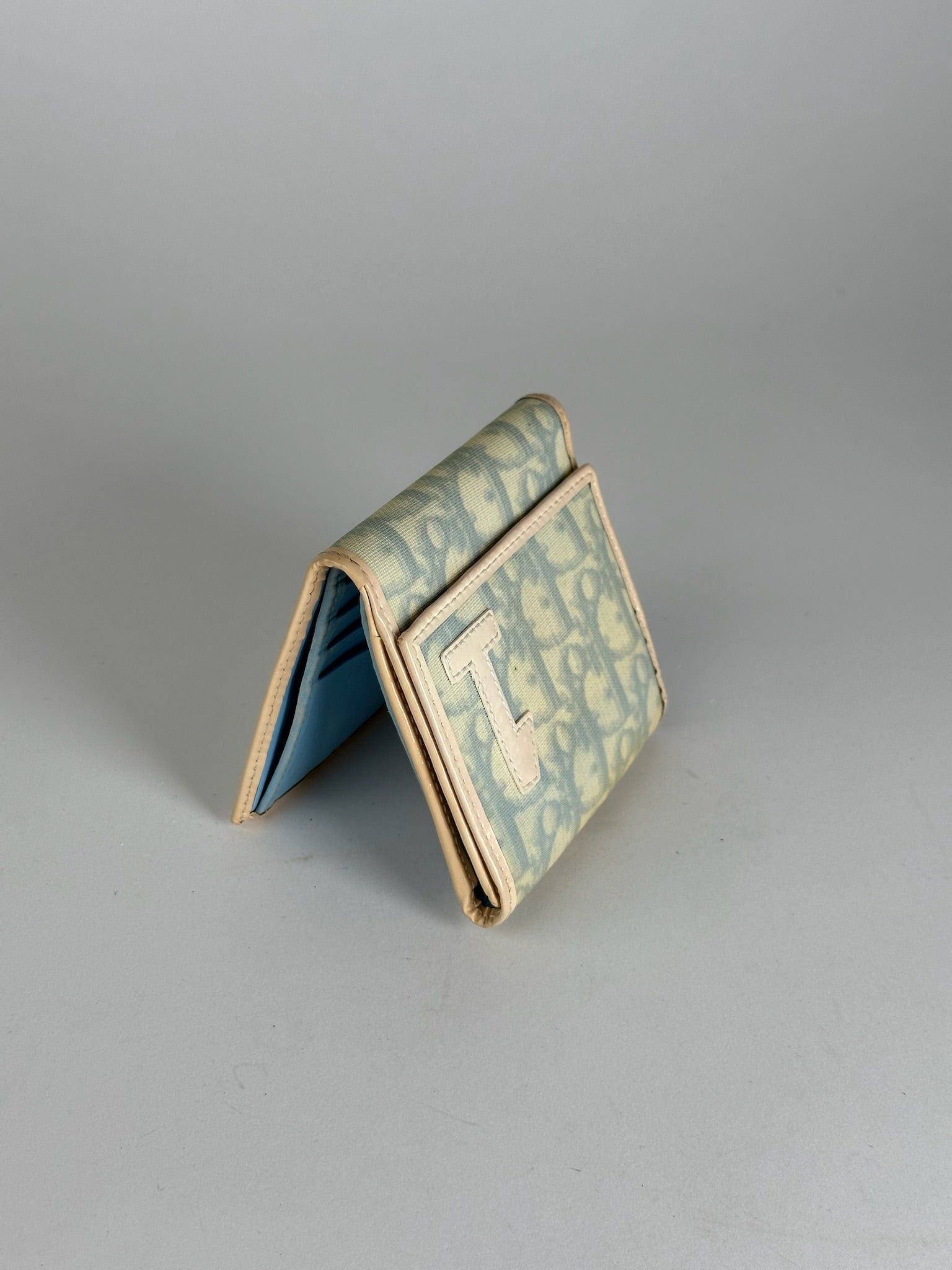 Dior Vintage Oblique Monogram Leather Wallet White blue Size ONE SIZE - 4 Thumbnail