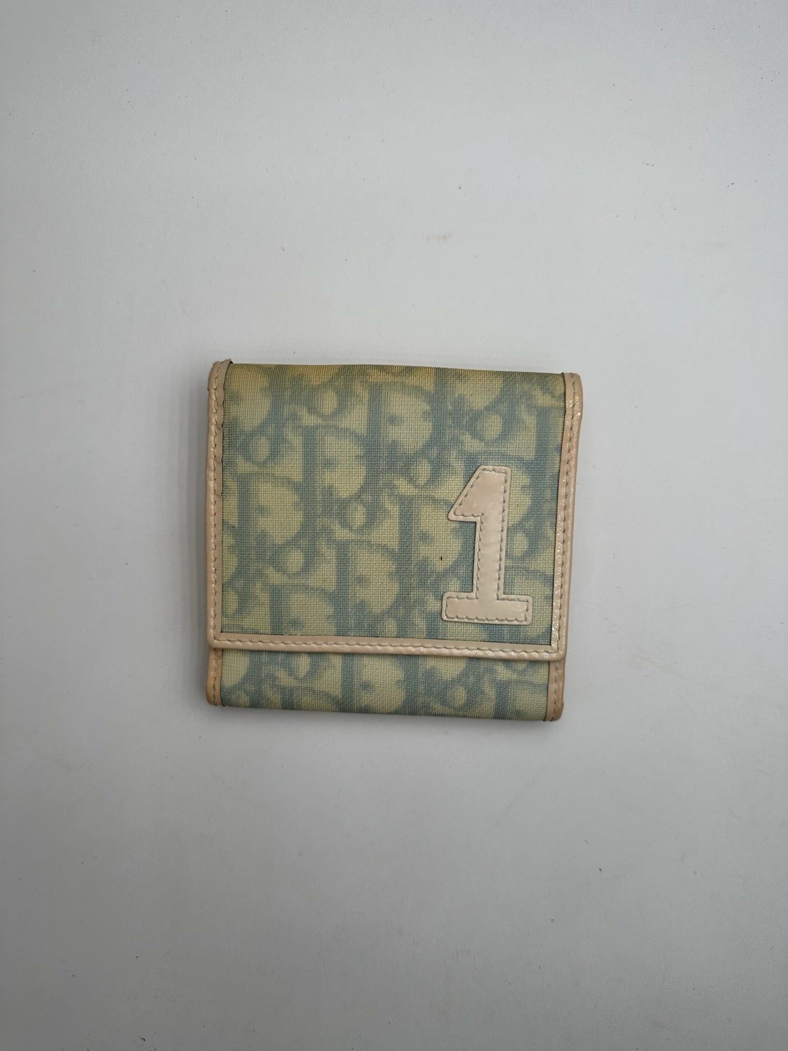 Dior Vintage Oblique Monogram Leather Wallet White blue Size ONE SIZE - 8 Thumbnail