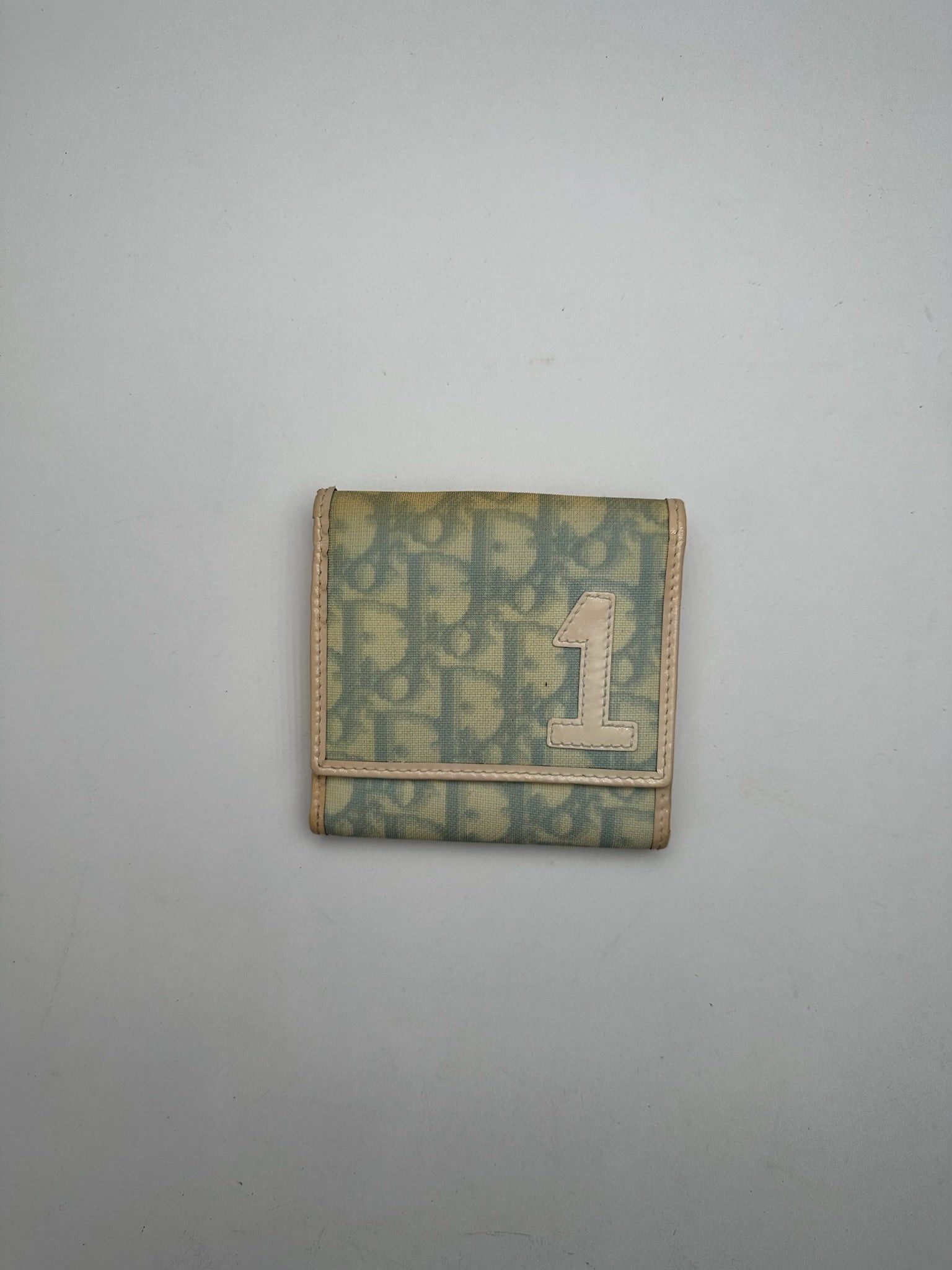 Dior Vintage Oblique Monogram Leather Wallet White blue Size ONE SIZE - 9 Thumbnail