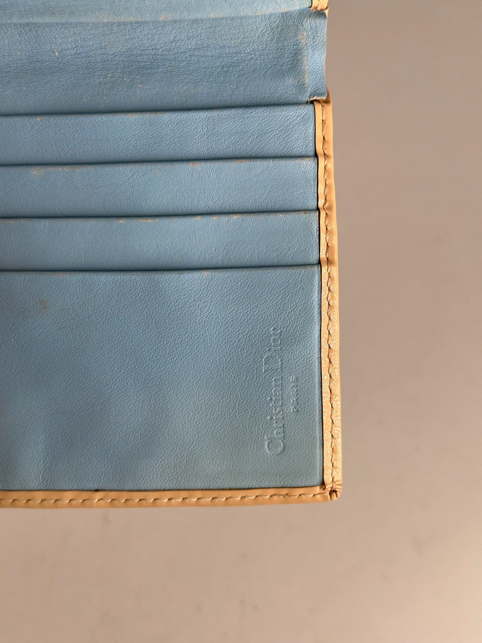 Dior Vintage Oblique Monogram Leather Wallet White blue Size ONE SIZE - 3 Thumbnail