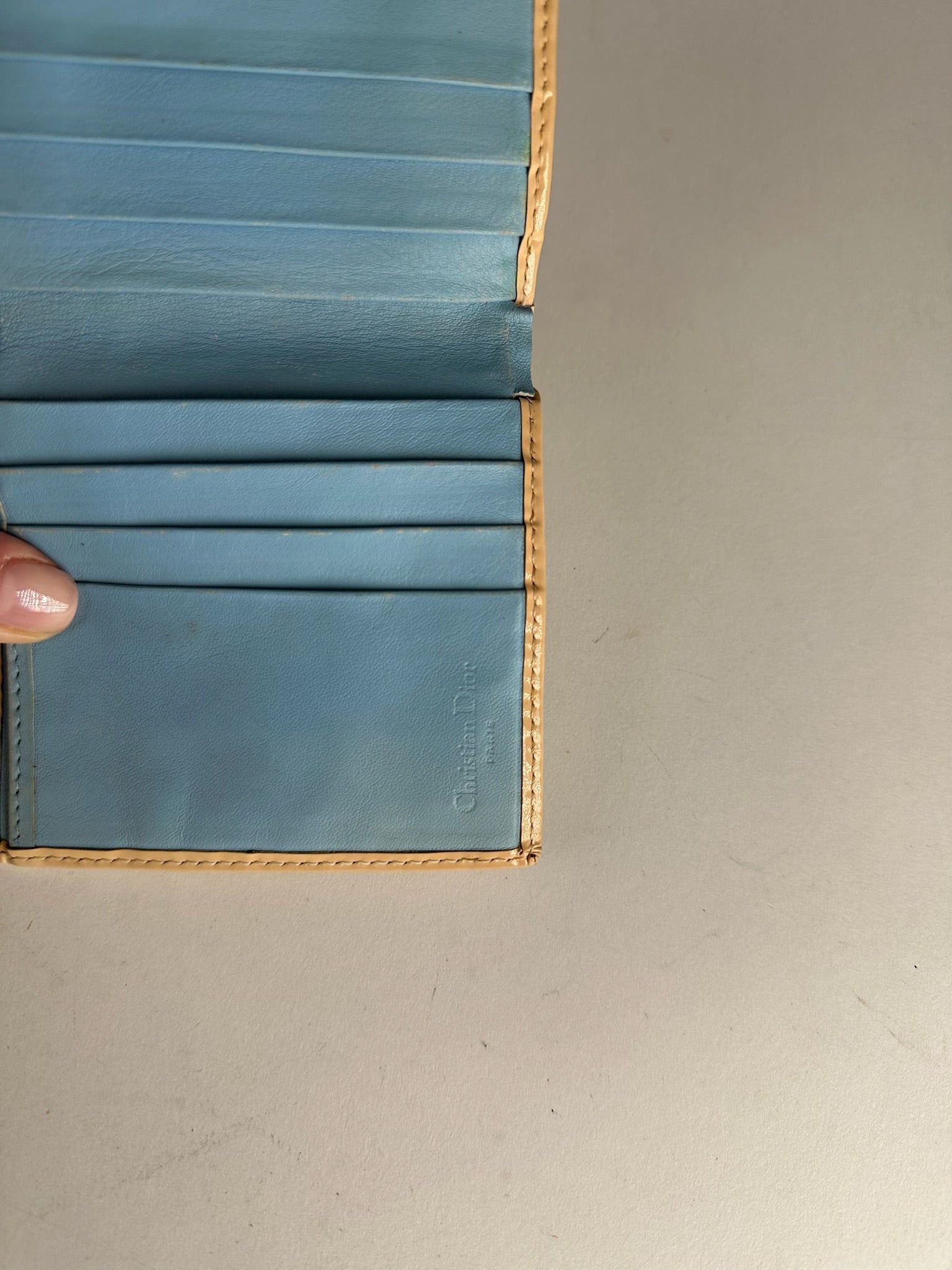 Dior Vintage Oblique Monogram Leather Wallet White blue Size ONE SIZE - 6 Thumbnail