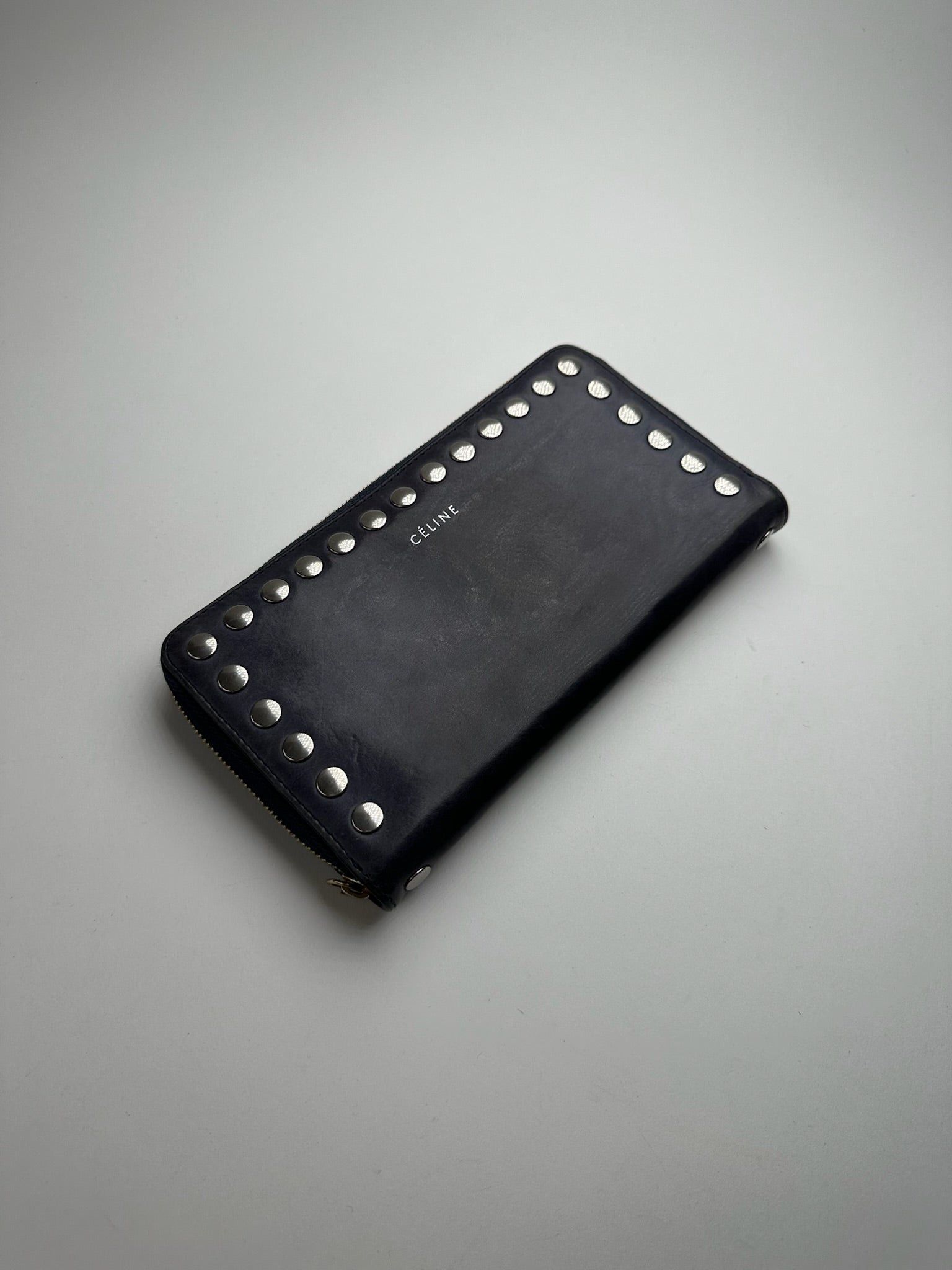 Celine Vintage Paris Studded Leather Wallet Black Size ONE SIZE - 7 Thumbnail