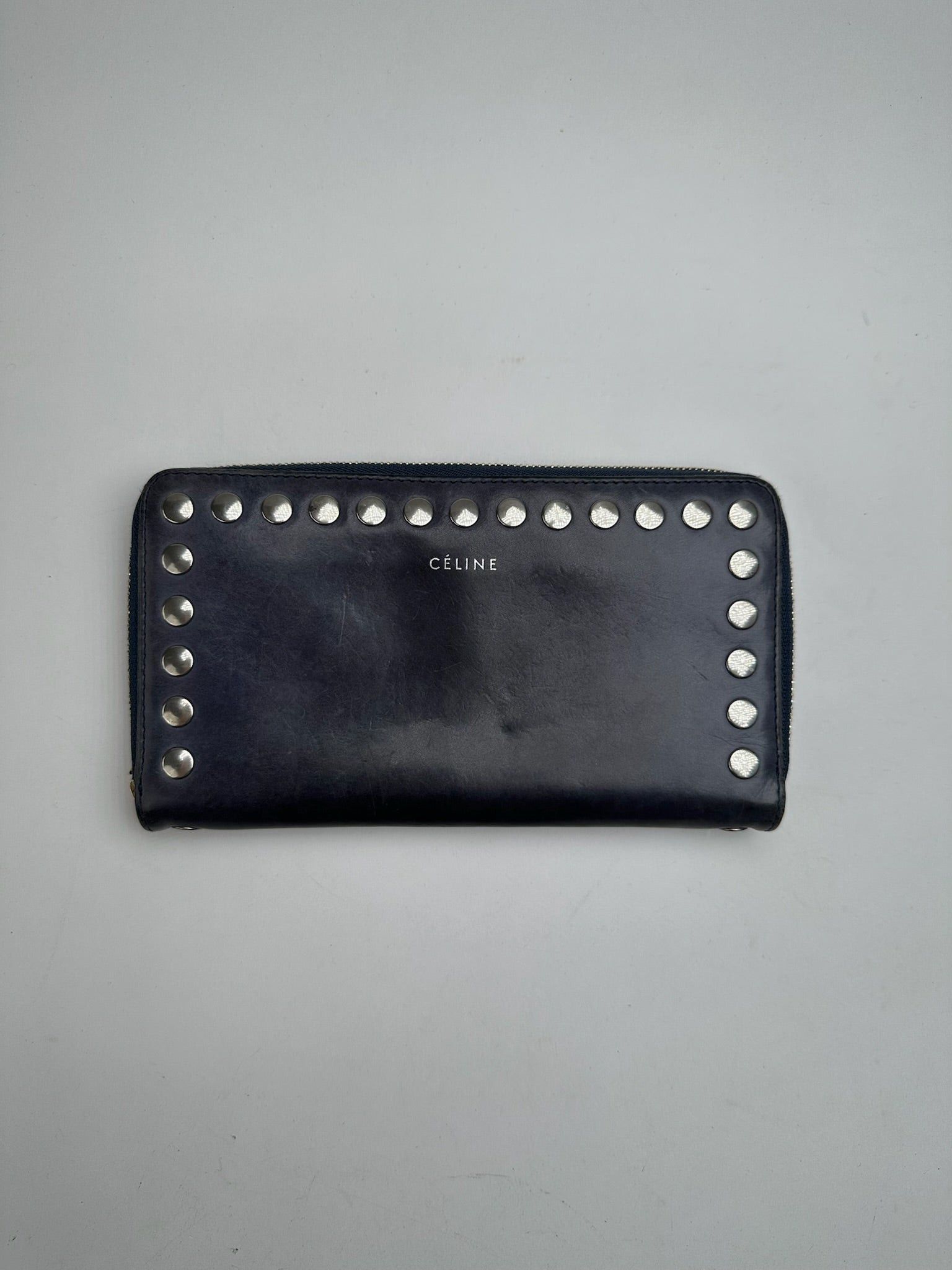 Celine Vintage Paris Studded Leather Wallet Black Size ONE SIZE - 8 Thumbnail