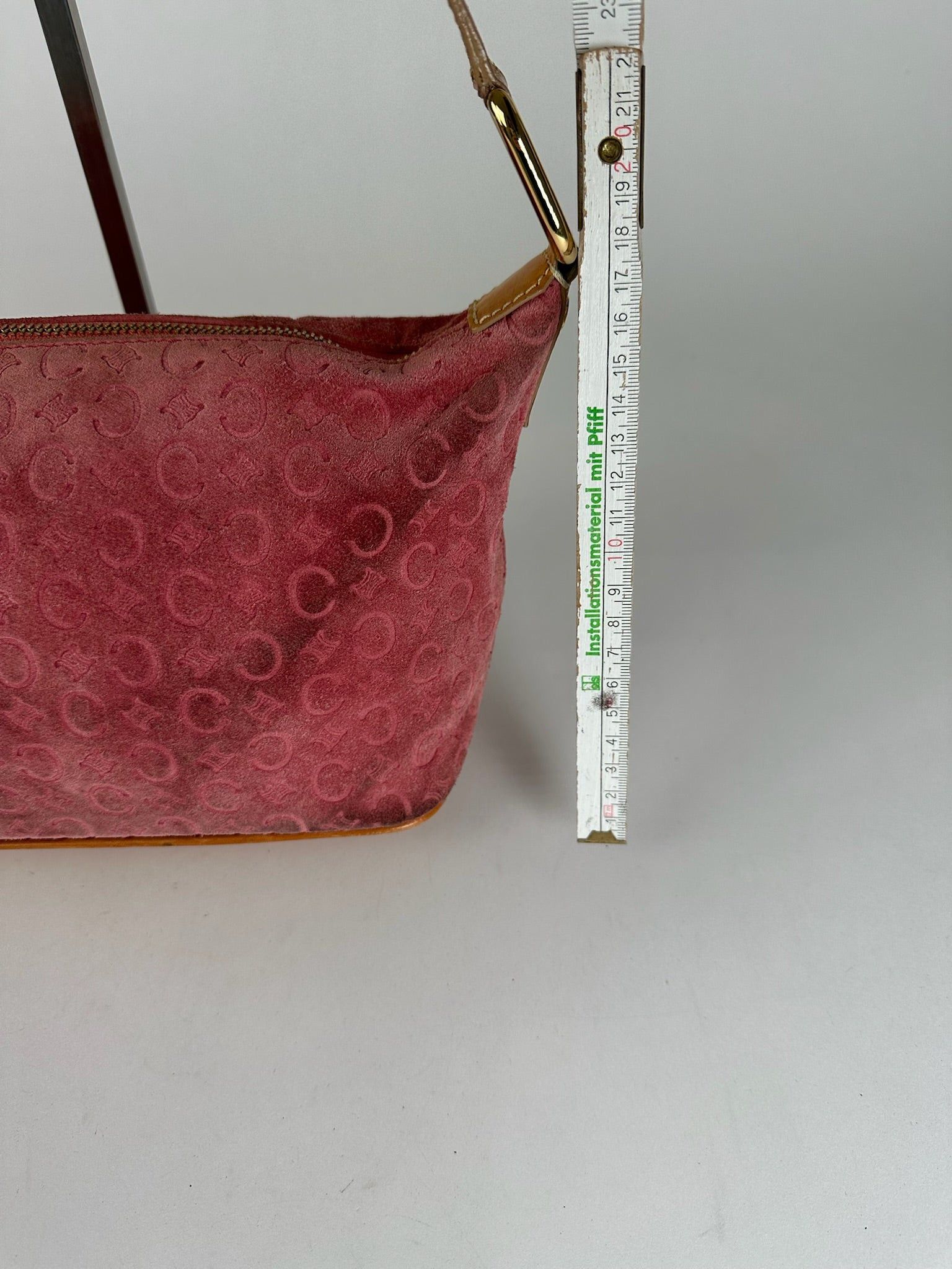 Celine Vintage Macadam Velour Leather Bag Pink Size ONE SIZE - 11 Thumbnail