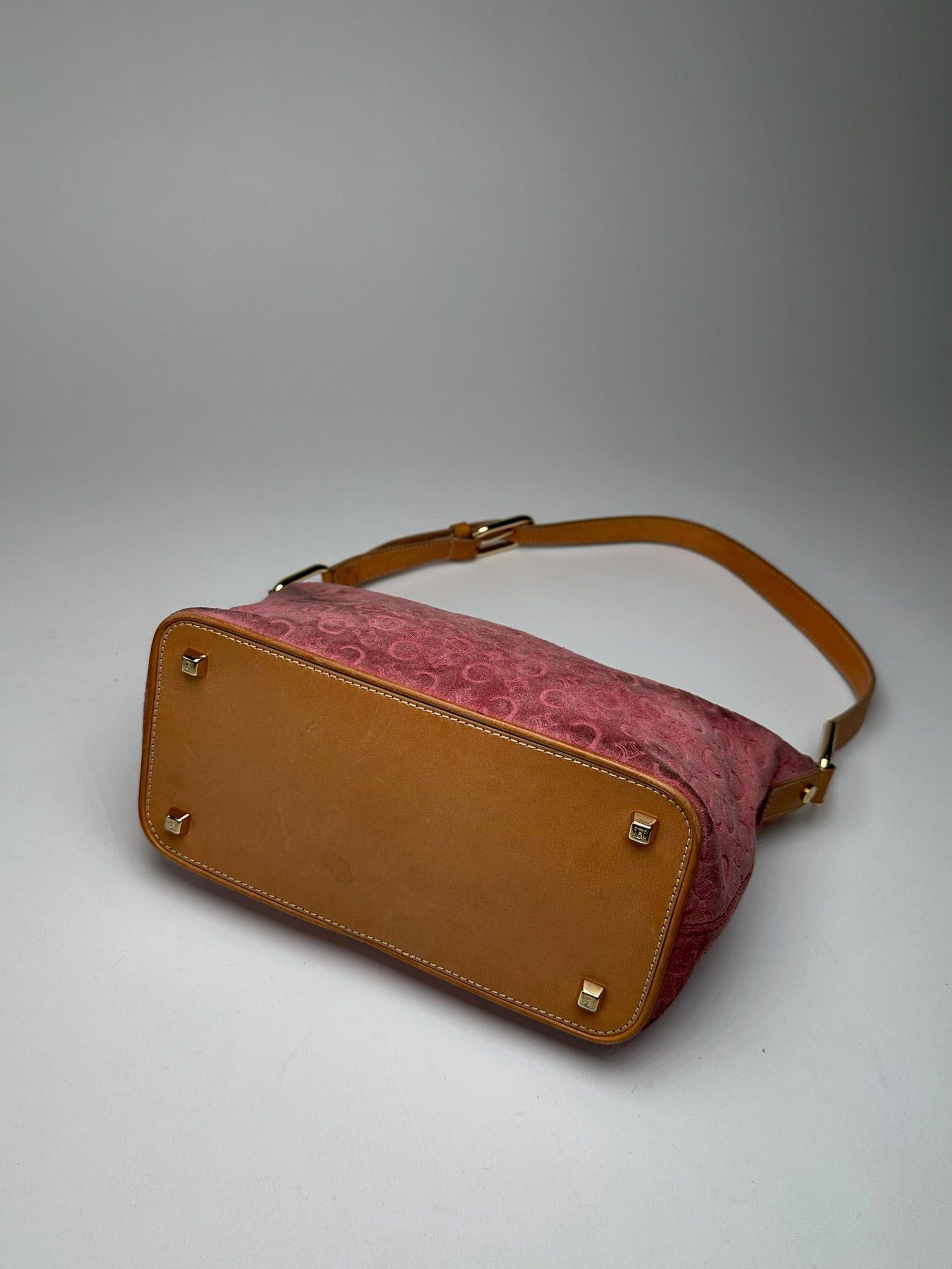 Celine Vintage Macadam Velour Leather Bag Pink Size ONE SIZE - 8 Thumbnail