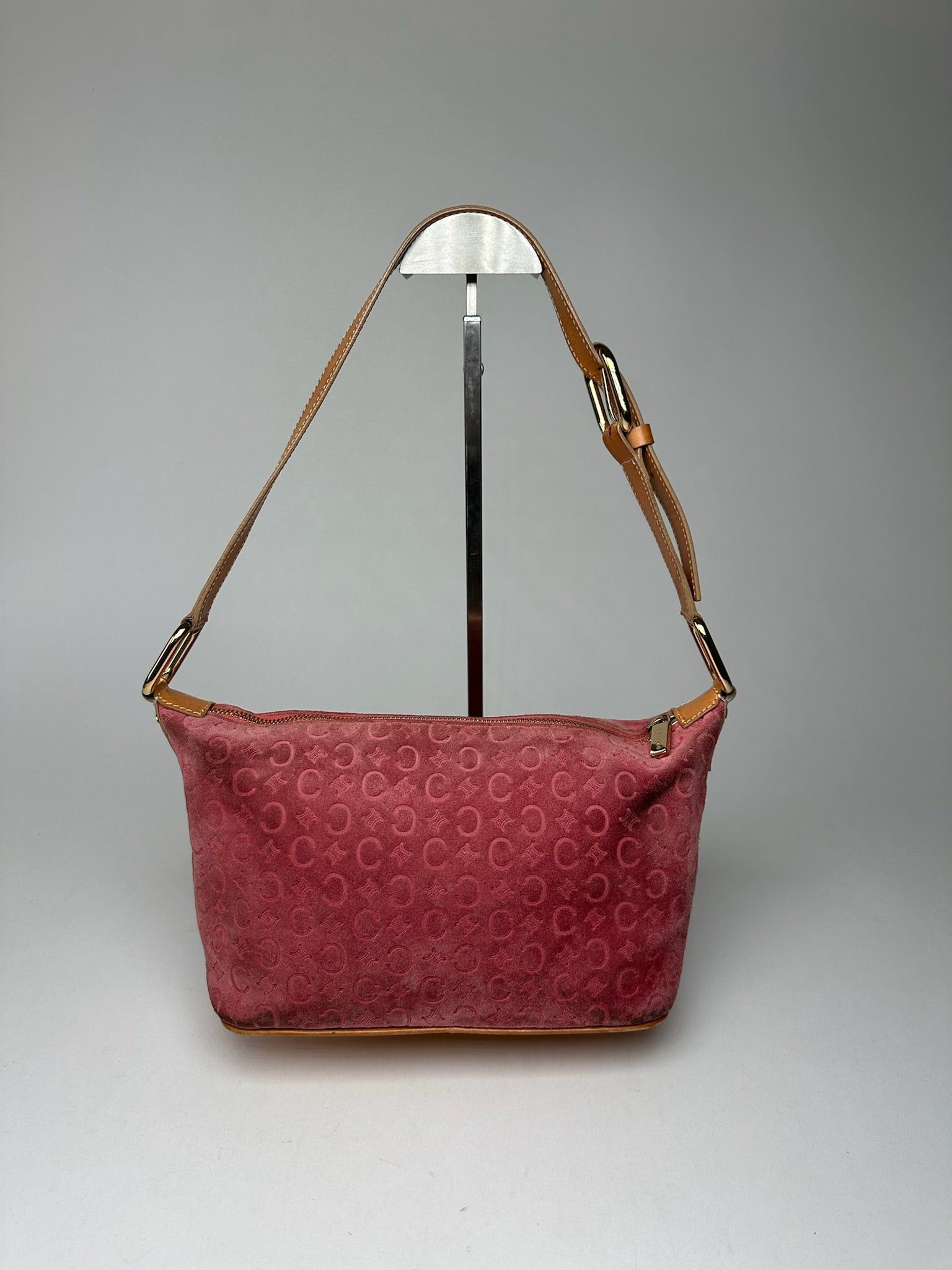Celine Vintage Macadam Velour Leather Bag Pink Size ONE SIZE - 2 Thumbnail