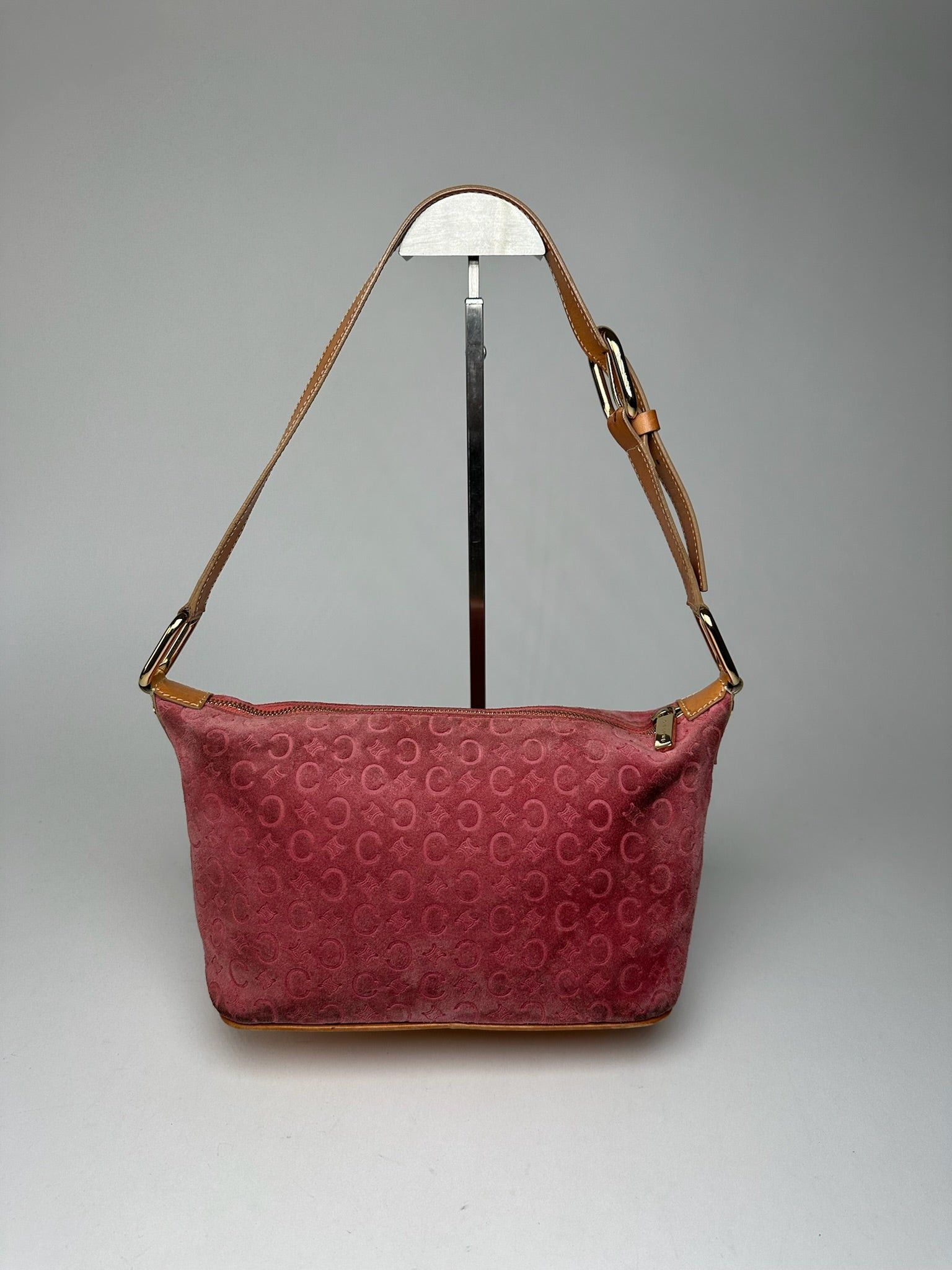 Celine Vintage Macadam Velour Leather Bag Pink Size ONE SIZE - 15 Thumbnail