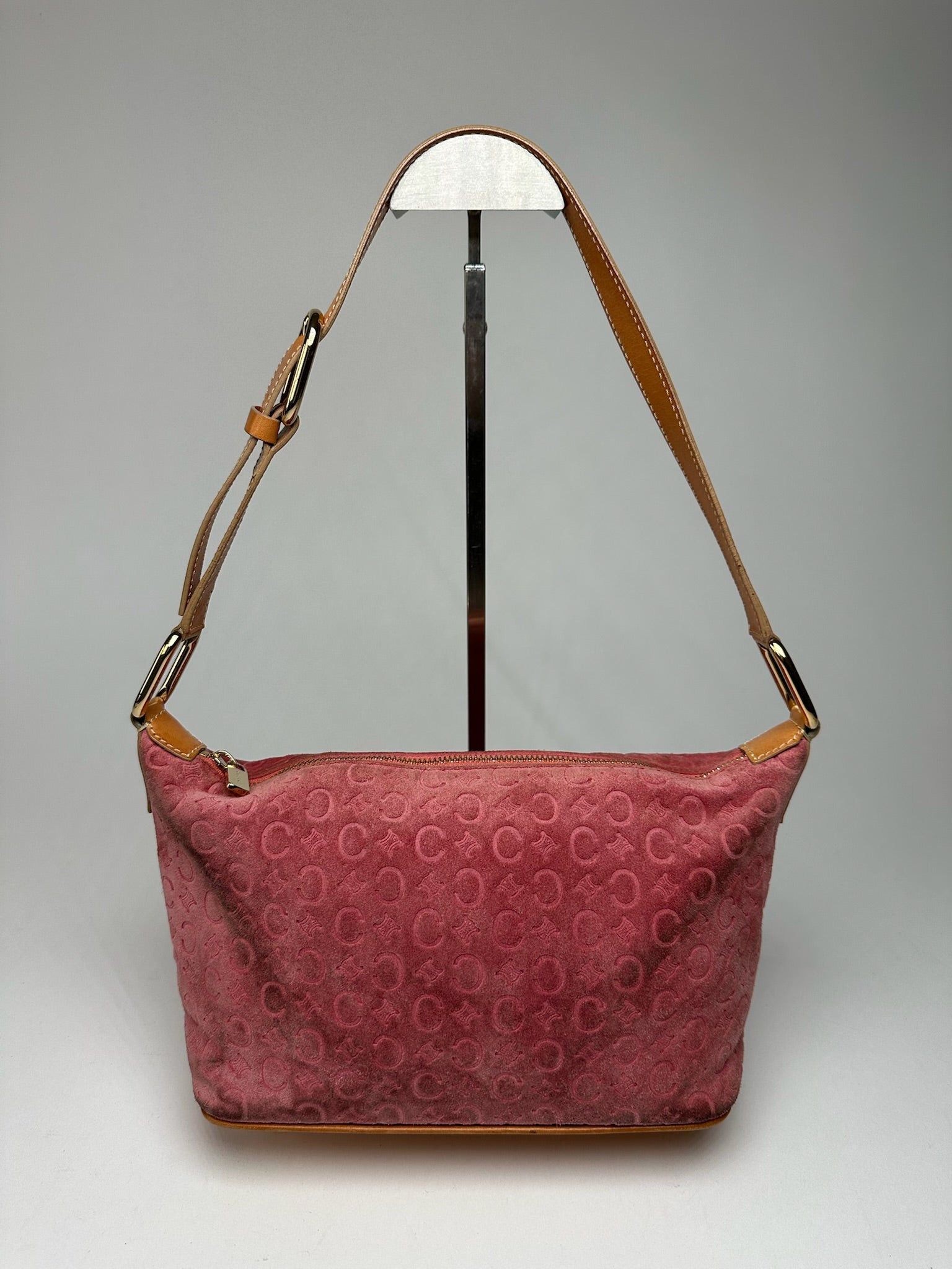 Celine Vintage Macadam Velour Leather Bag Pink Size ONE SIZE - 14 Thumbnail