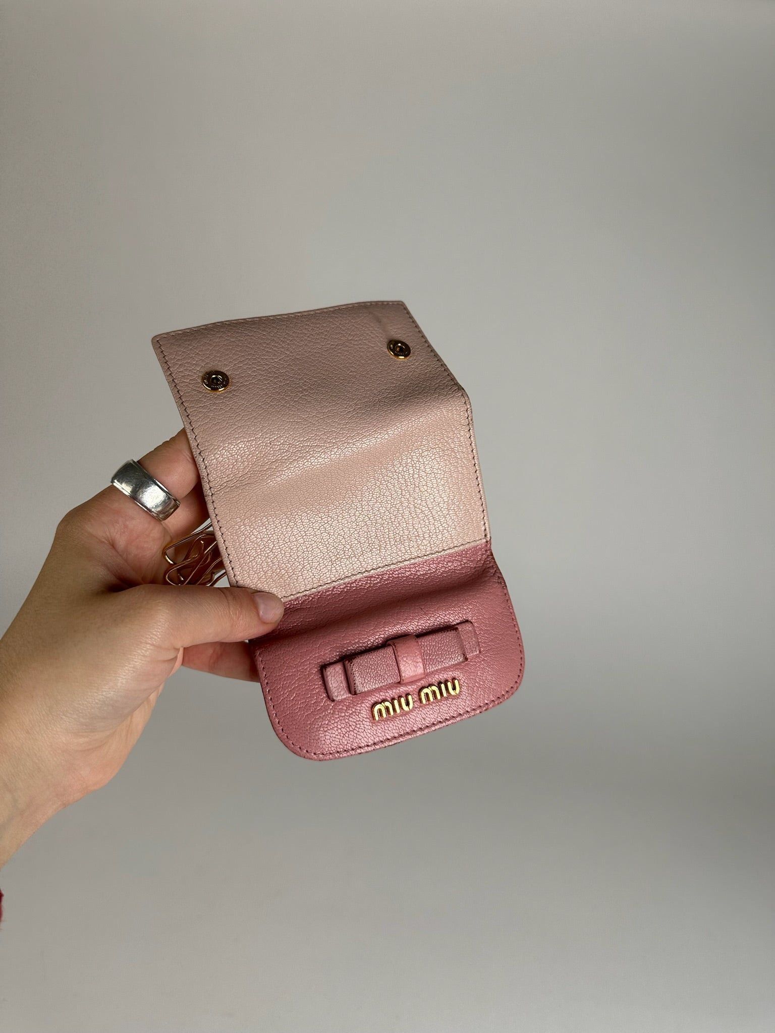 Miu Miu Vintage Leather Key Holder Pink Size ONE SIZE - 9 Thumbnail