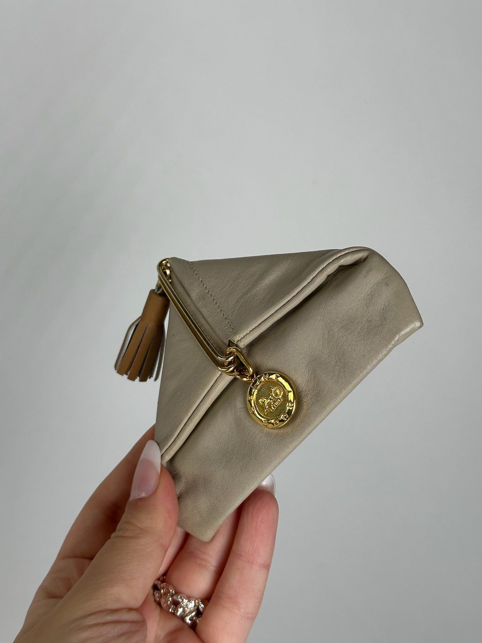 Celine Vintage Leather Card Holder Beige Size ONE SIZE - 5 Thumbnail