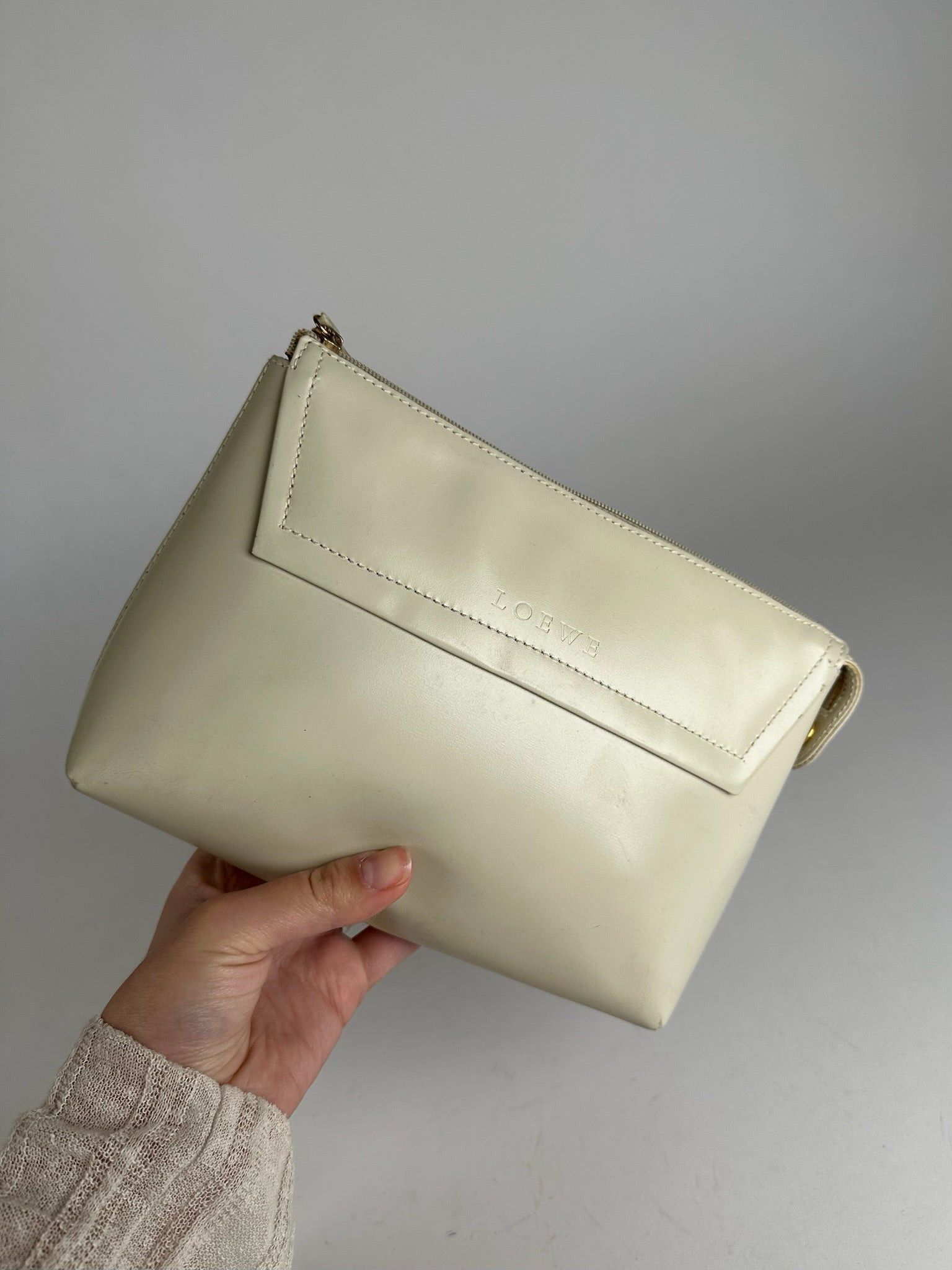 Vintage Madrid Leather clutch white