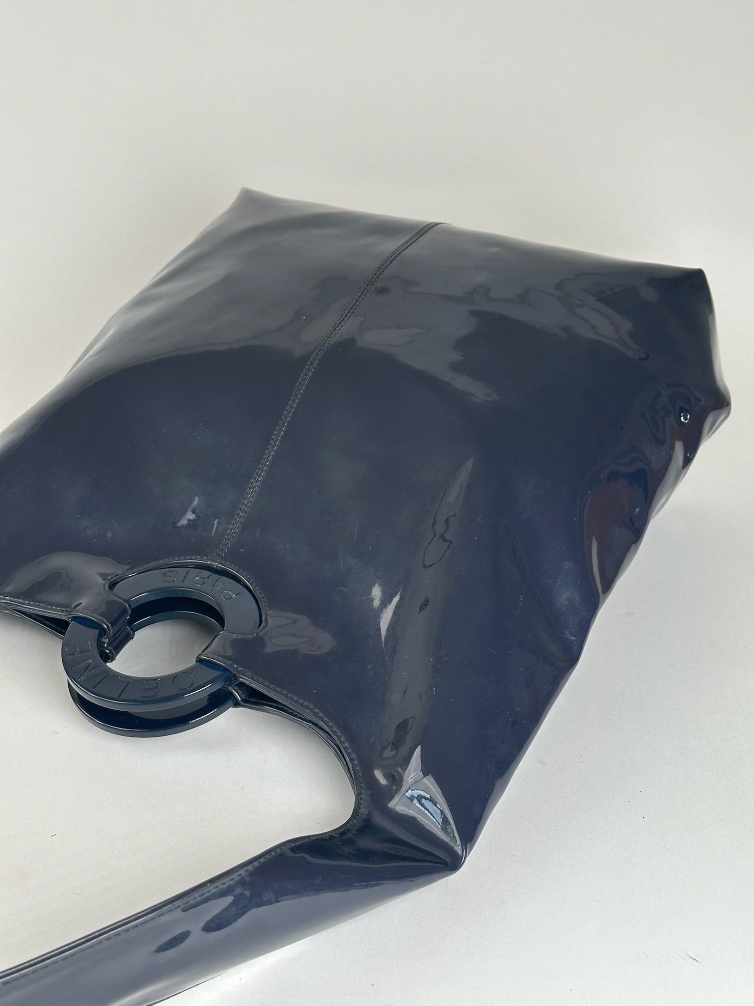 Celine Vintage Paris Patent Leather Ring bag navy Size ONE SIZE - 14 Thumbnail