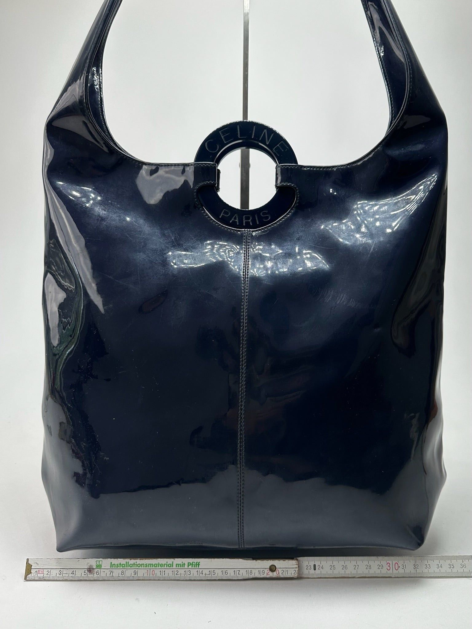 Celine Vintage Paris Patent Leather Ring bag navy Size ONE SIZE - 7 Thumbnail