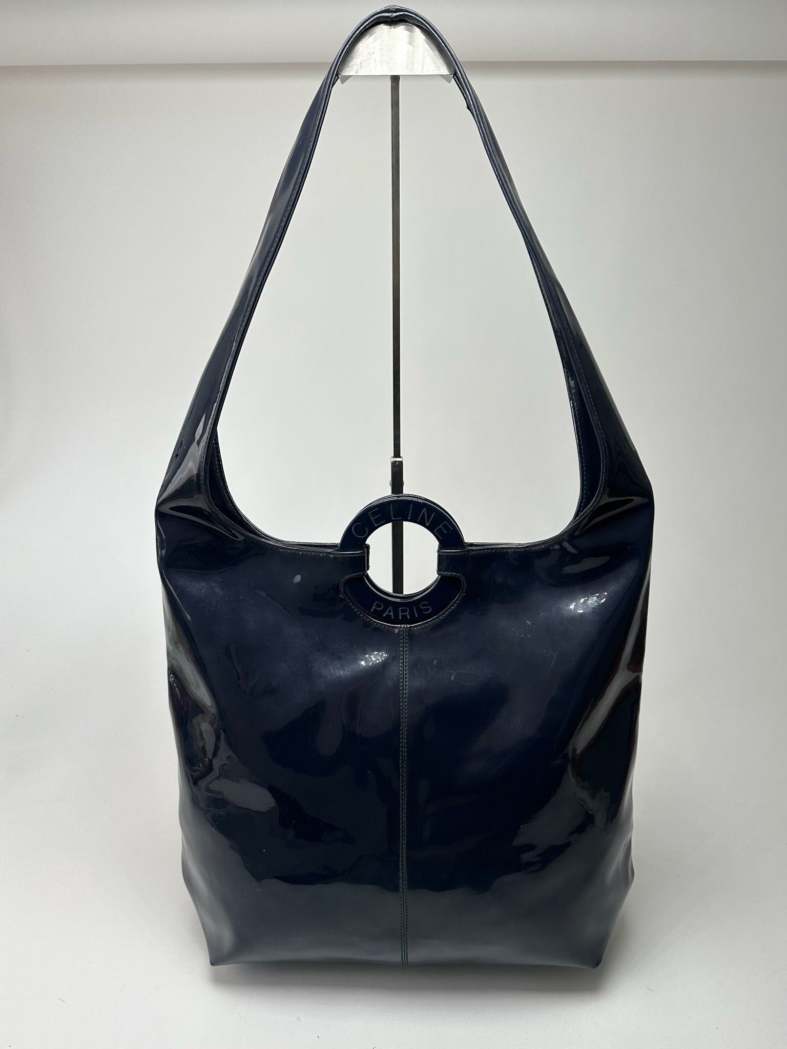 Celine Vintage Paris Patent Leather Ring bag navy Size ONE SIZE - 3 Thumbnail