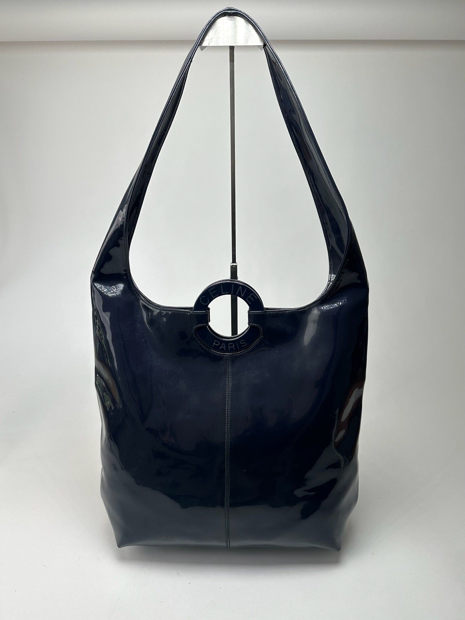 Celine Vintage Paris Patent Leather Ring bag navy Size ONE SIZE - 8 Thumbnail