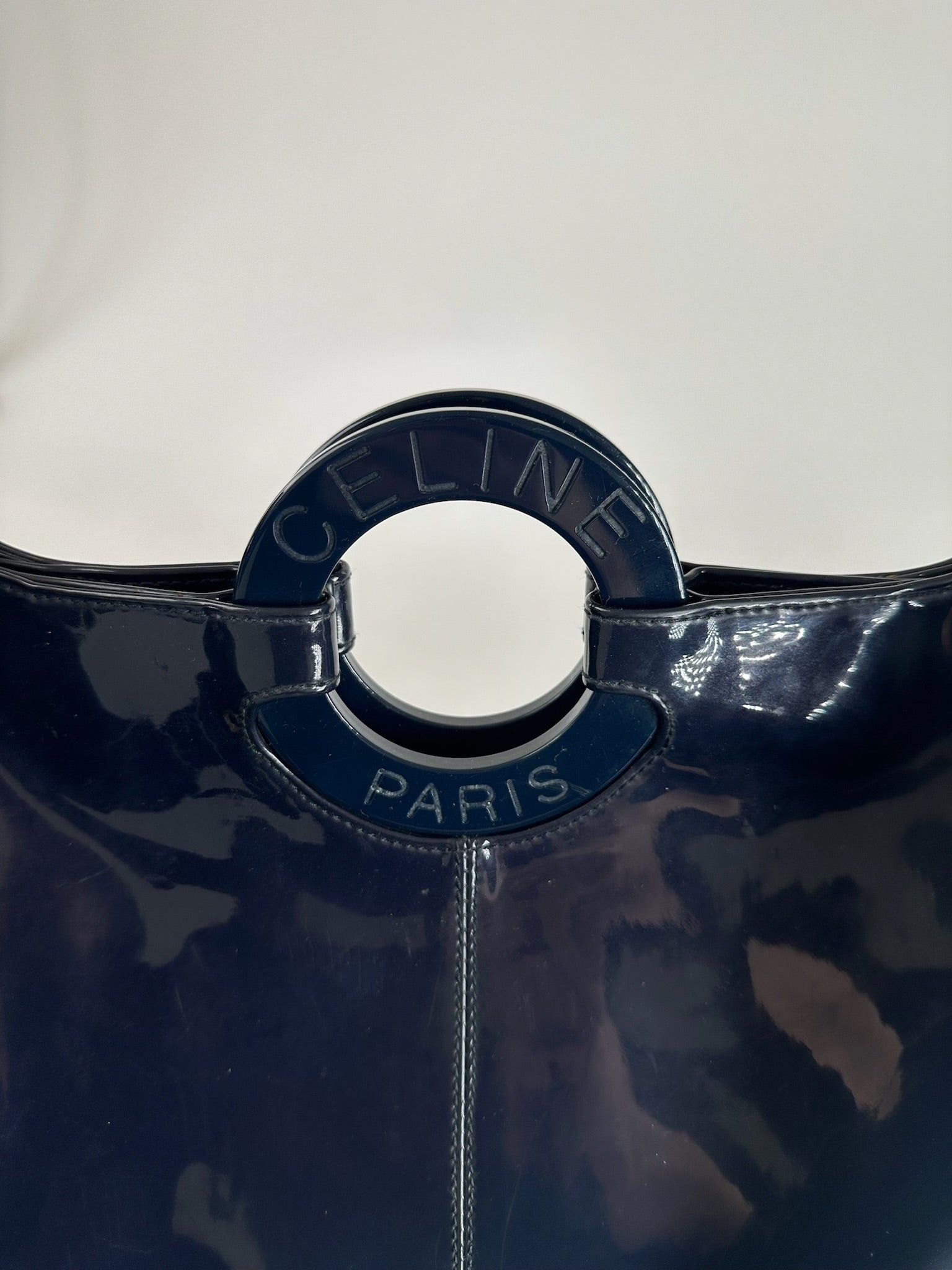 Celine Vintage Paris Patent Leather Ring bag navy Size ONE SIZE - 10 Thumbnail