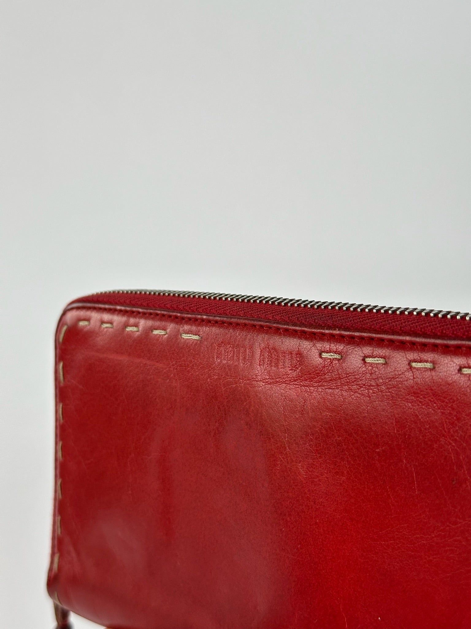 Miu Miu Vintage Leather Wallet red Size ONE SIZE - 7 Thumbnail