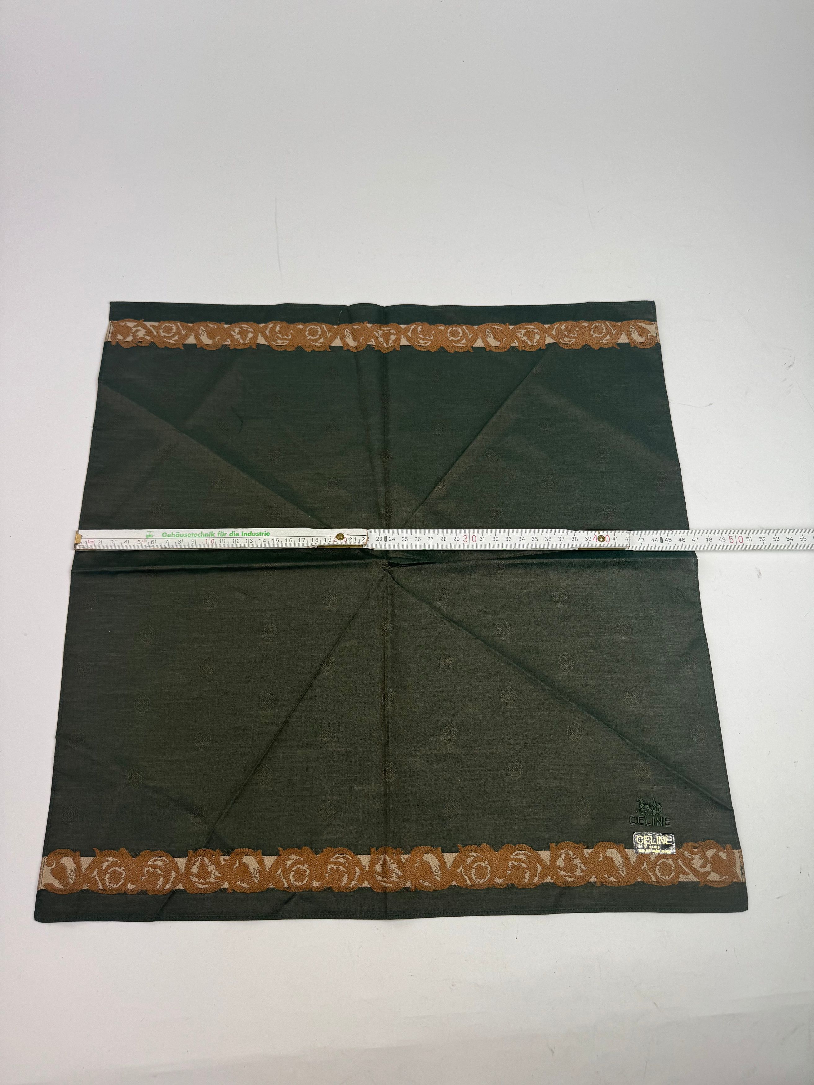 Celine Vintage Scarf Green Brown Size ONE SIZE - 3 Thumbnail