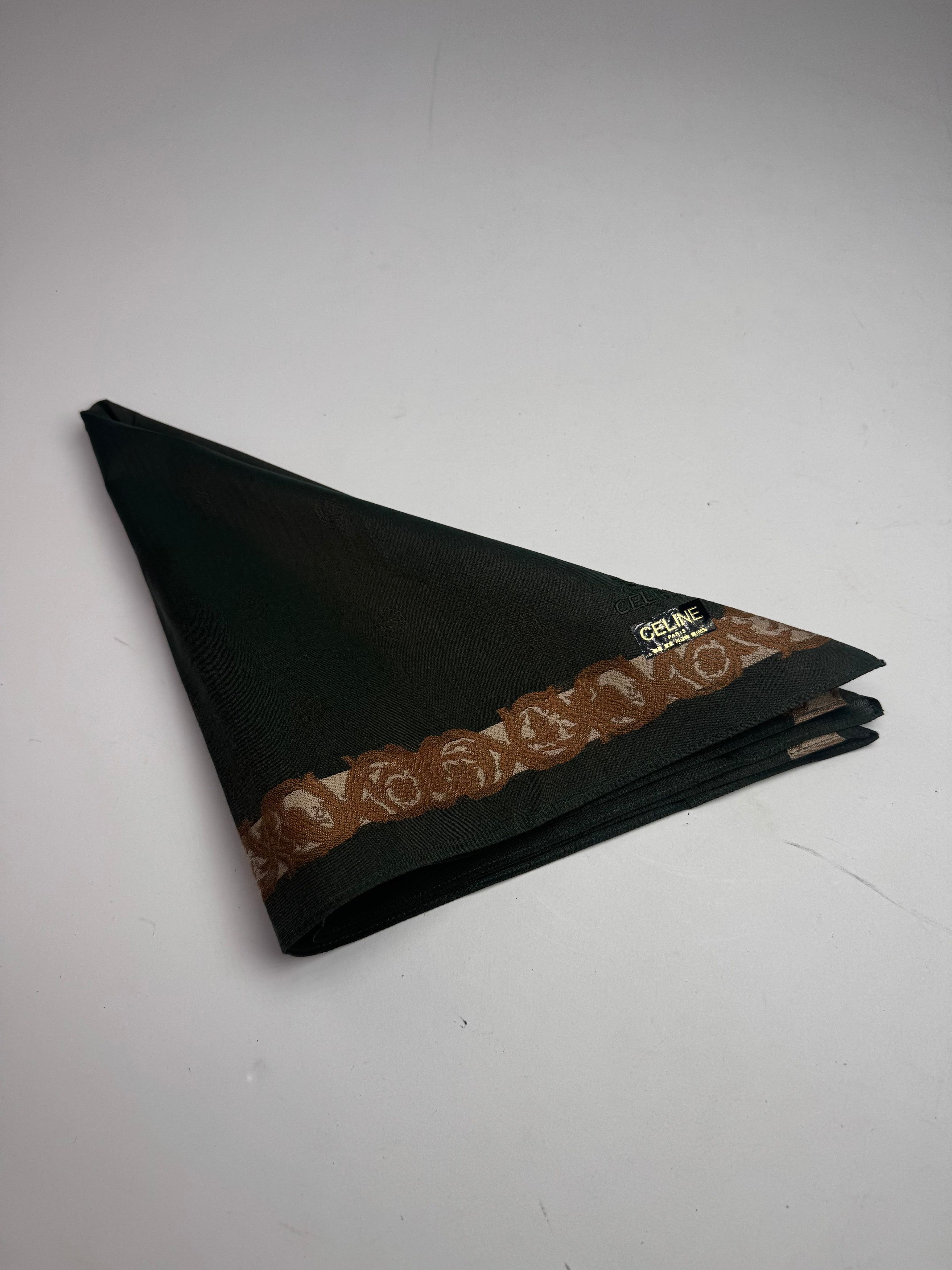 Celine Vintage Scarf Green Brown Size ONE SIZE - 2 Thumbnail