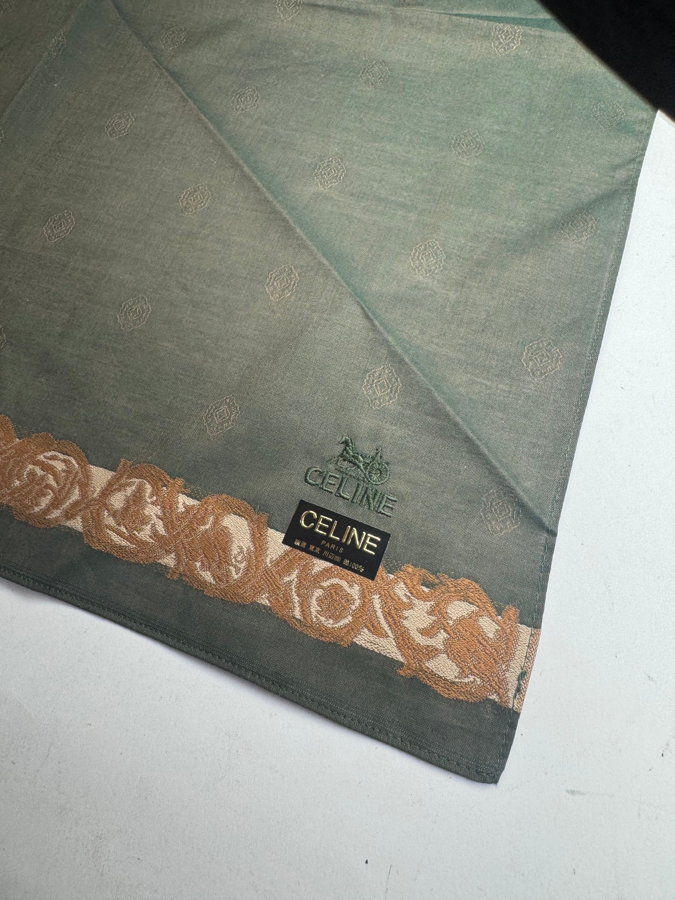 Celine Vintage Scarf Green Brown Size ONE SIZE - 6 Thumbnail