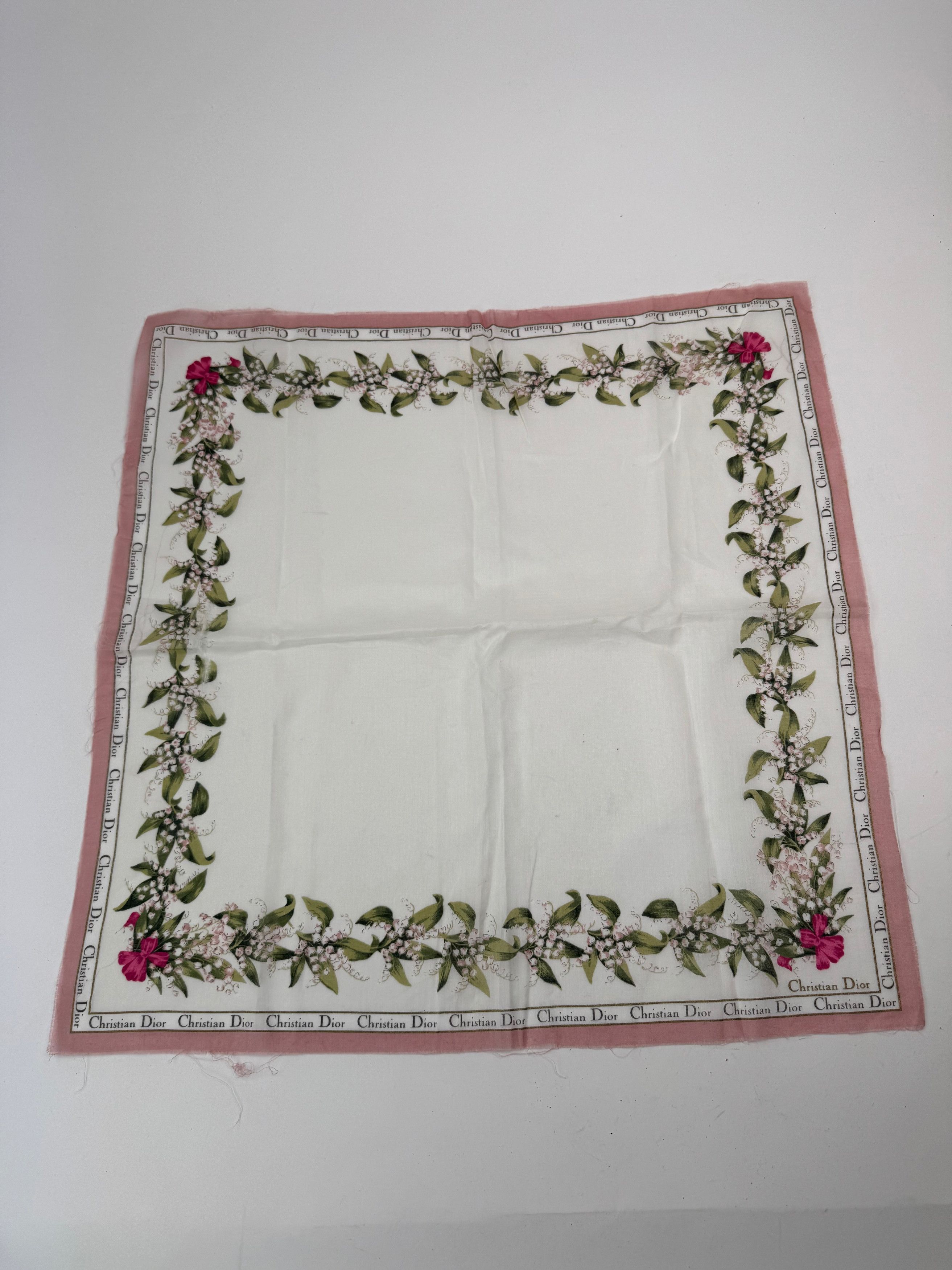 Dior Vintage Silk Cotton Scarf White Size ONE SIZE - 7 Thumbnail