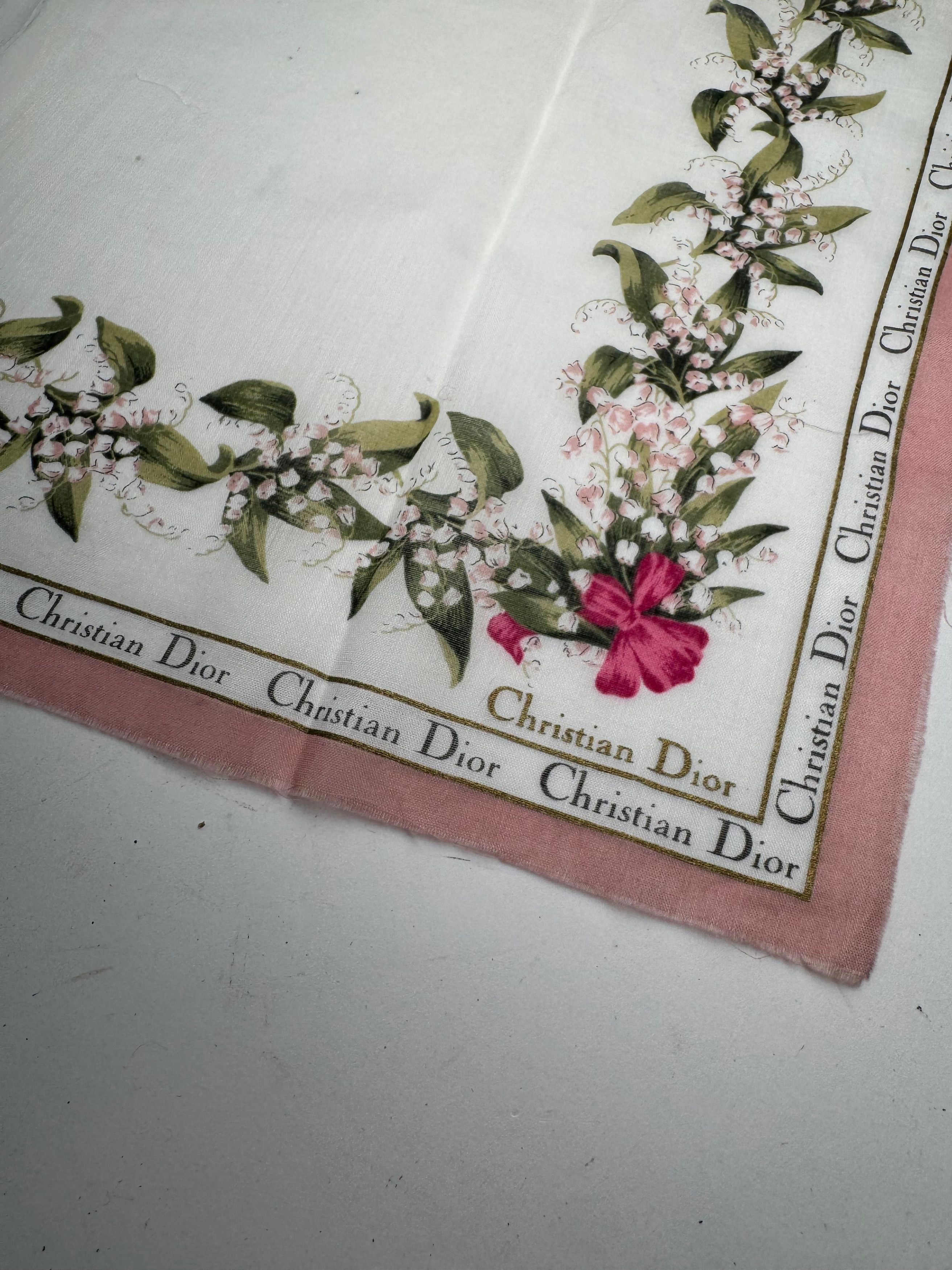 Dior Vintage Silk Cotton Scarf White Size ONE SIZE - 10 Thumbnail