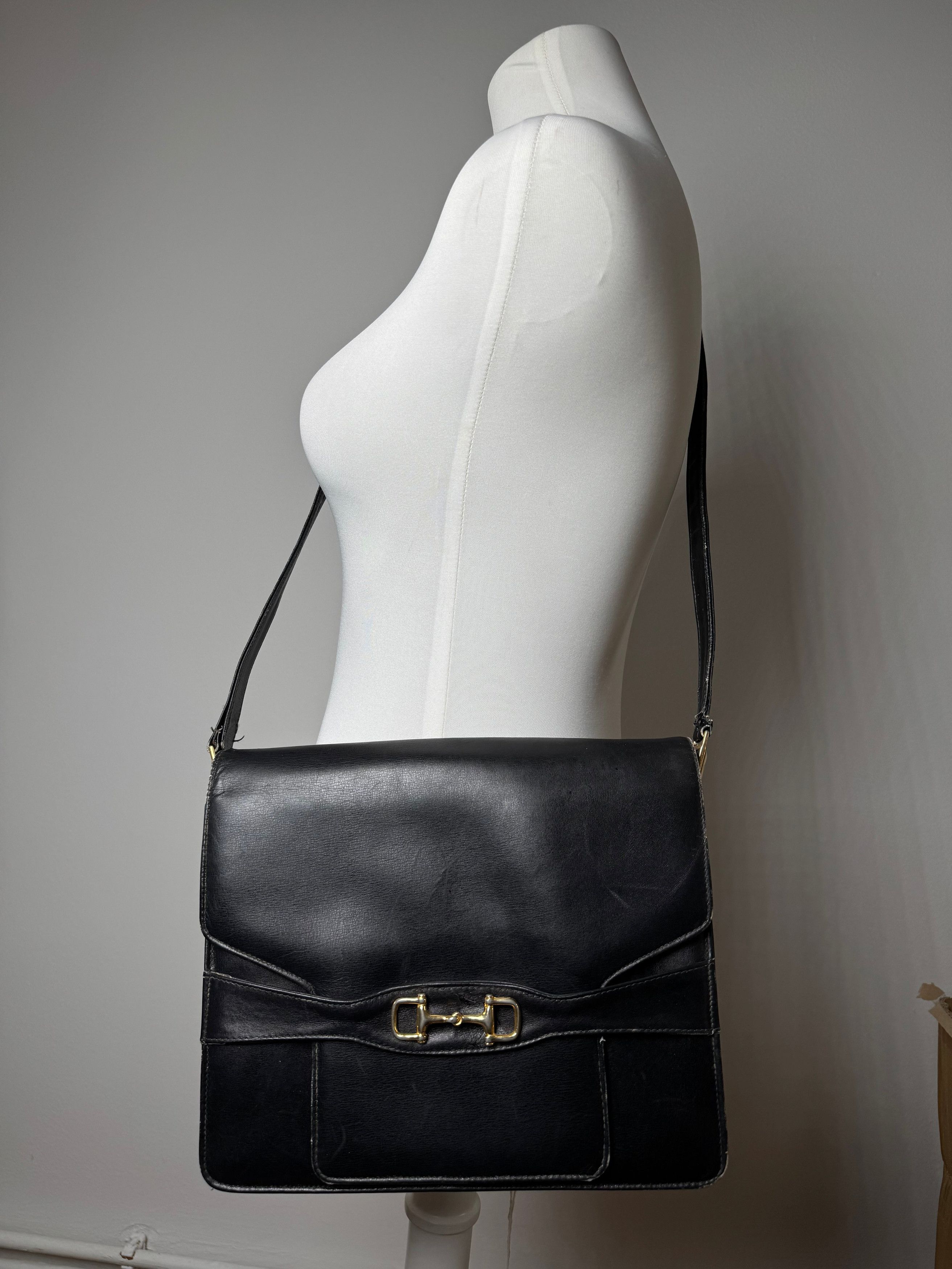 Celine Vintage Paris Leather Bag Triomphe Black Size ONE SIZE - 3 Thumbnail