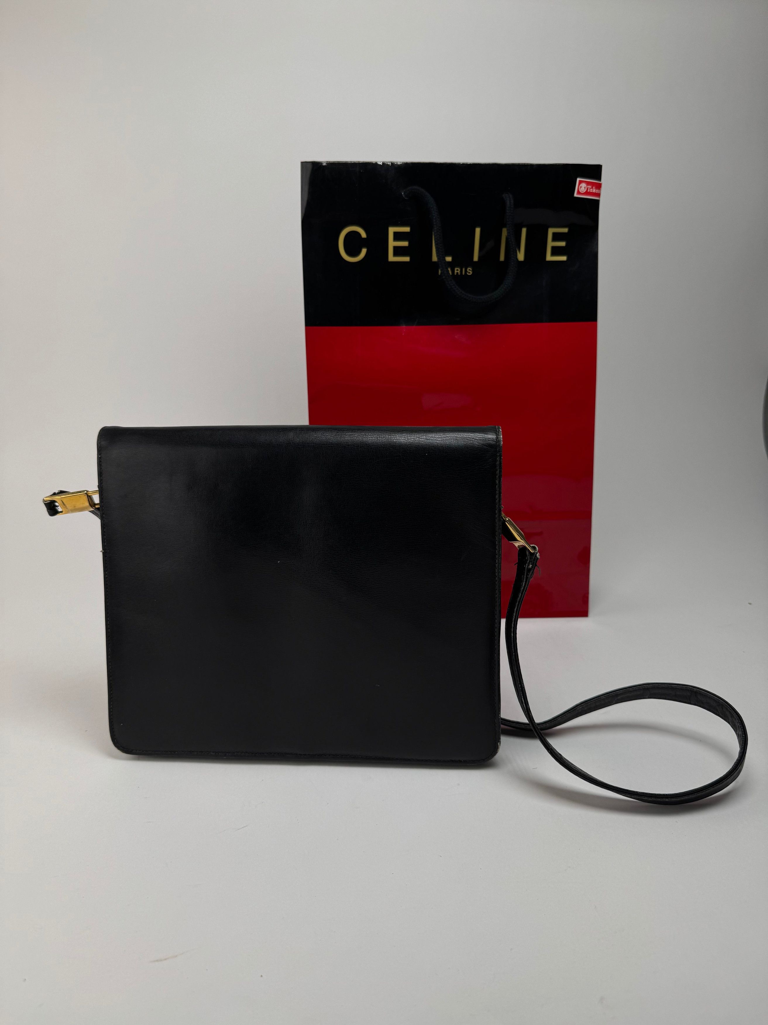 Celine Vintage Paris Leather Bag Triomphe Black Size ONE SIZE - 2 Thumbnail