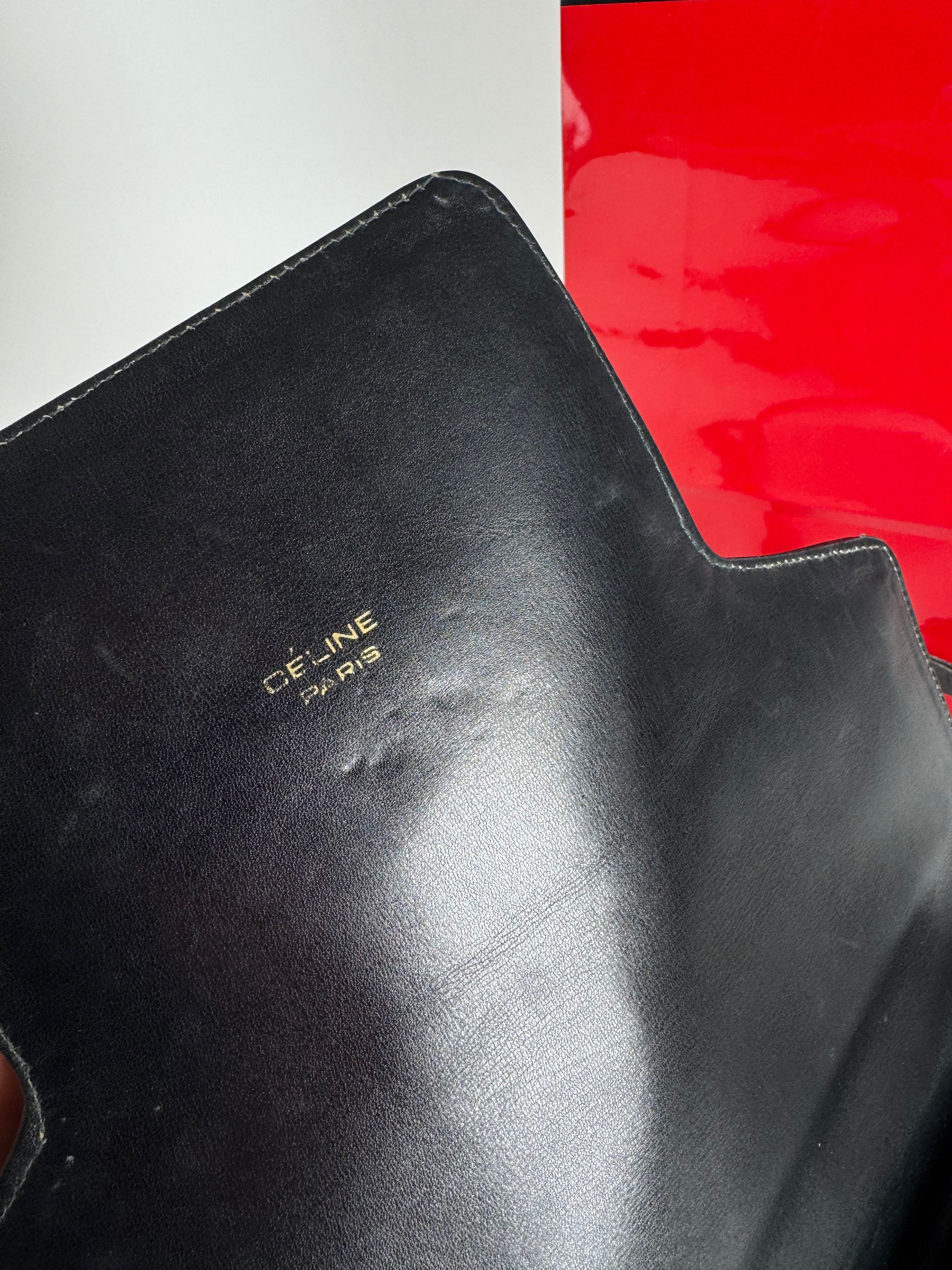 Celine Vintage Paris Leather Bag Triomphe Black Size ONE SIZE - 11 Thumbnail