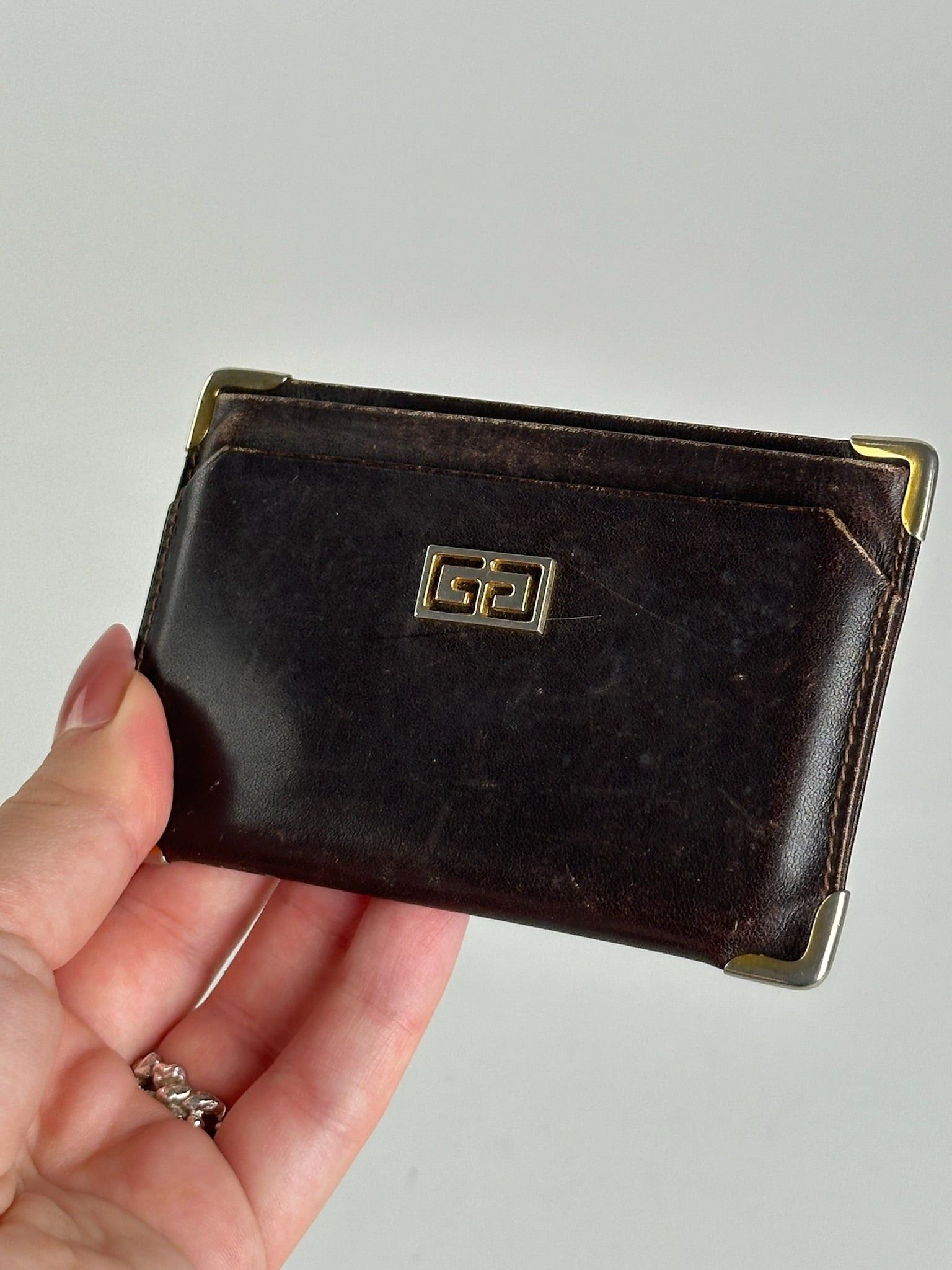 Givenchy Vintage leather Card holder brown Size ONE SIZE - 3 Thumbnail