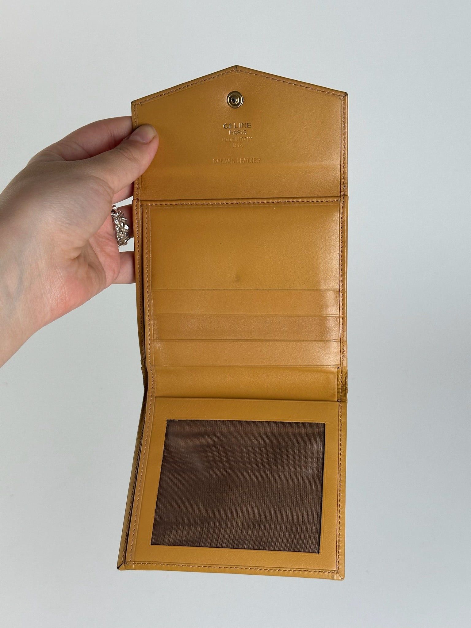 Celine Vintage Paris Leather Wallet yellow Brown Size ONE SIZE - 3 Thumbnail