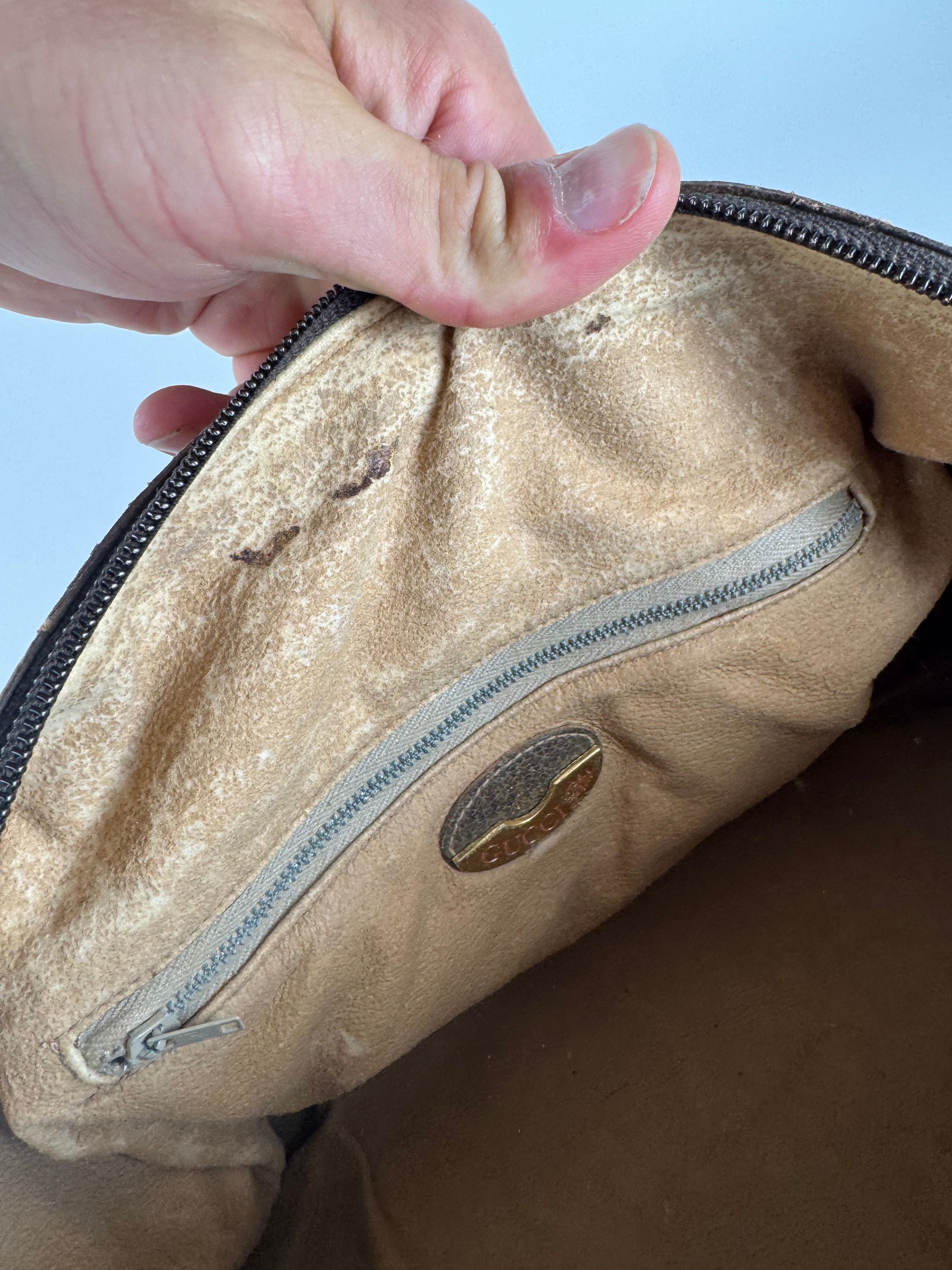 Gucci Vintage Plus Monogram Leather mini Boston Bag brown grey Size ONE SIZE - 5 Thumbnail