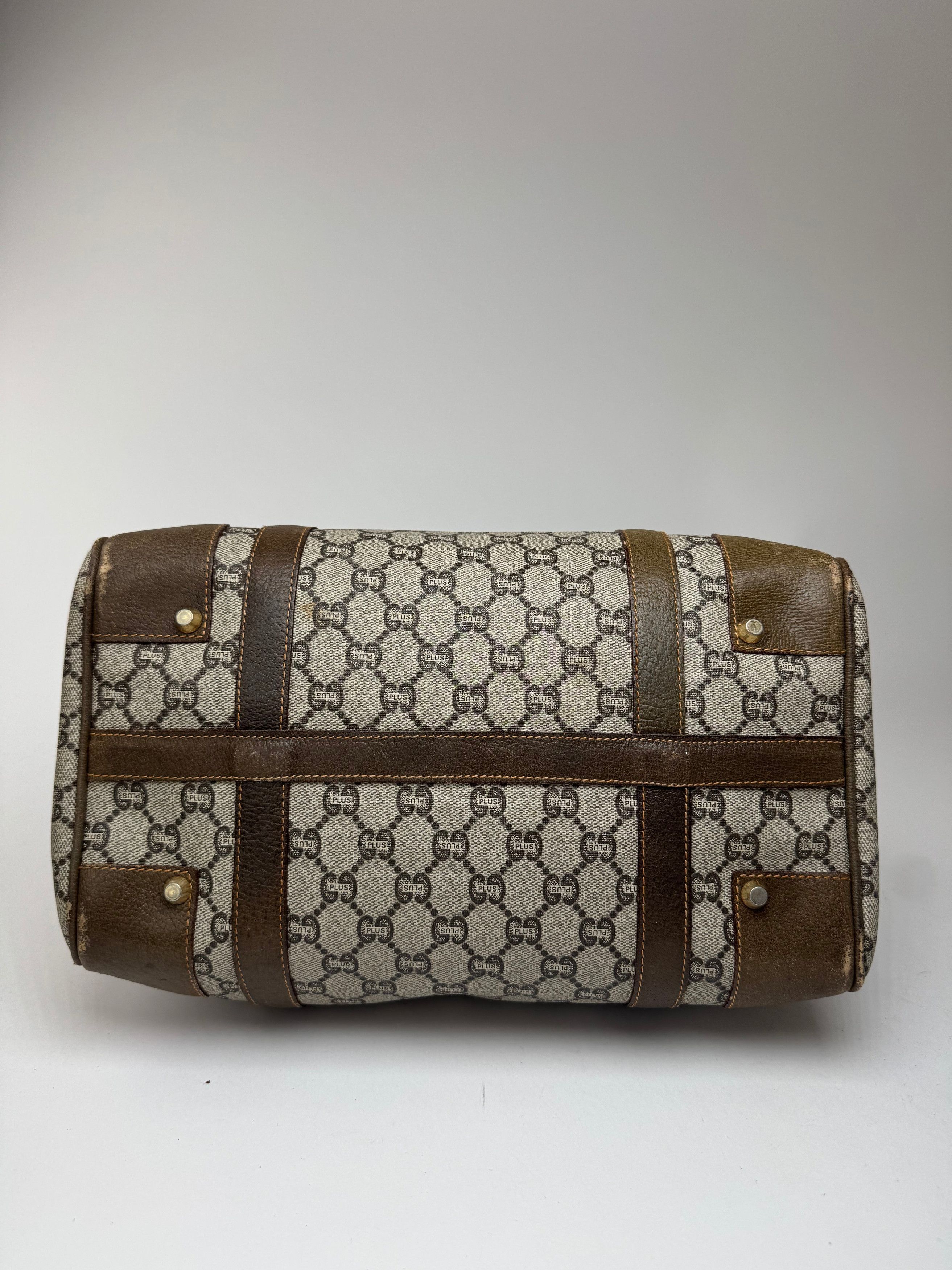 Gucci Vintage Plus Monogram Leather mini Boston Bag brown grey Size ONE SIZE - 14 Thumbnail